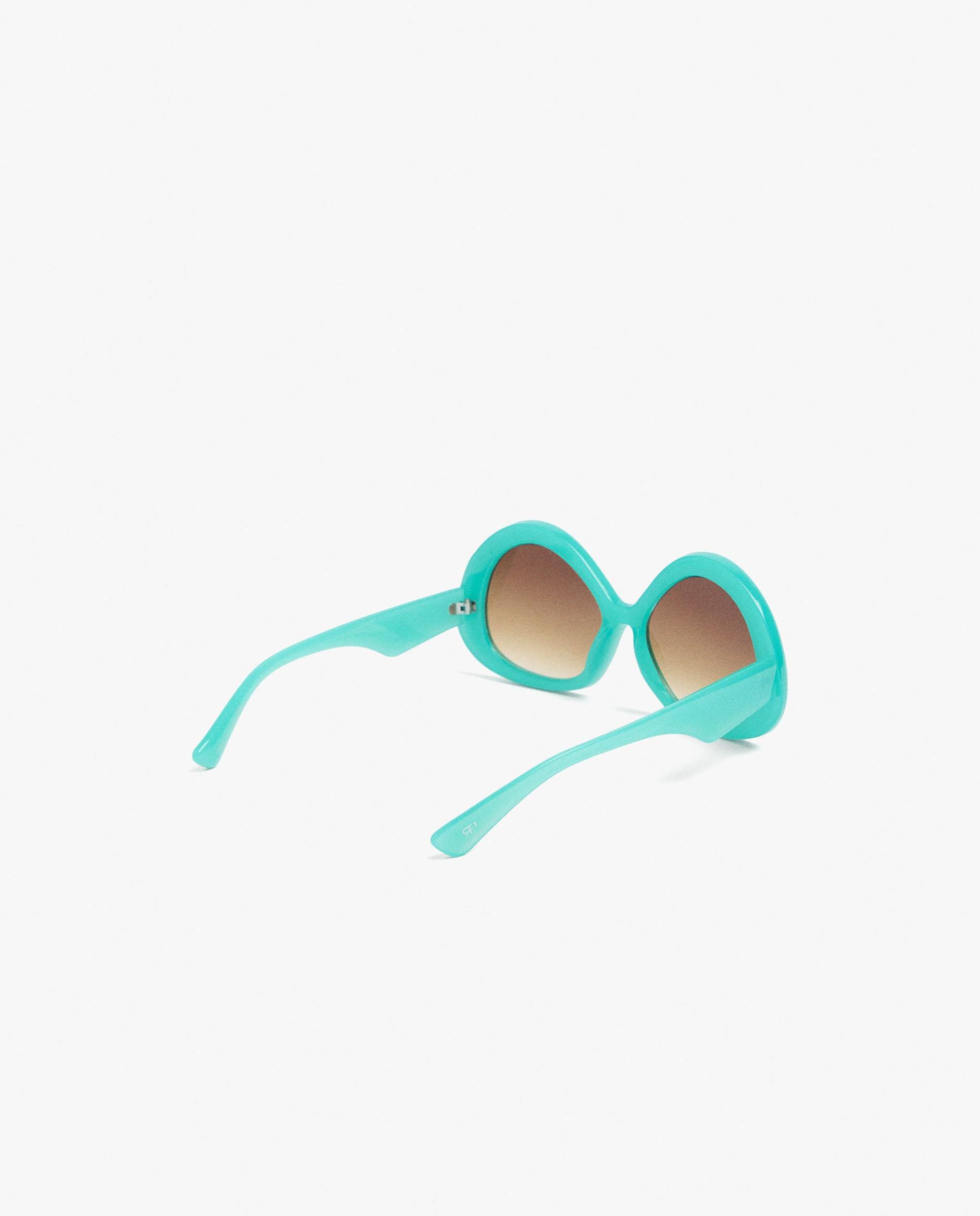 Gafas de sol de mujer con protección uv y forma redonda en liso - Parfois - Azul Azul-4