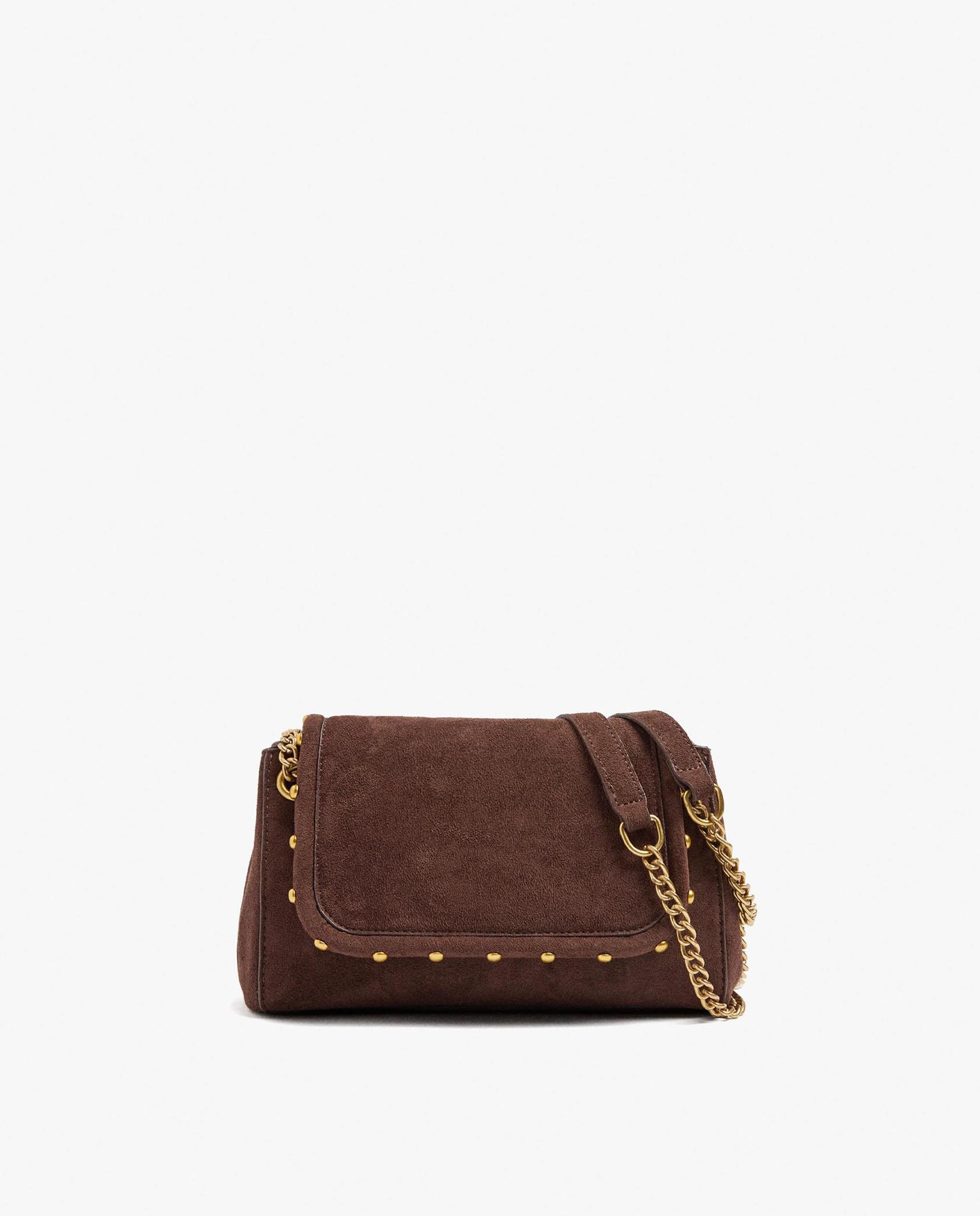 Bolso de hombro multiposición con solapa y tachuelas decorativas con cierre imantado - Parfois - Marrón oscuro Marrón oscuro-1