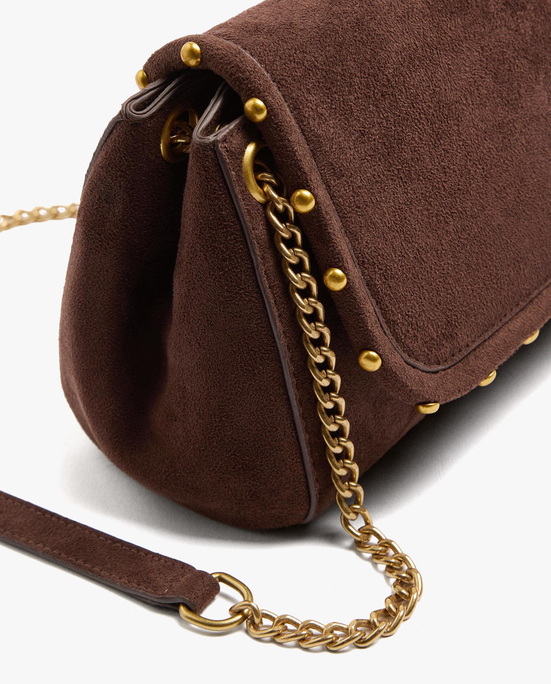 Bolso de hombro multiposición con solapa y tachuelas decorativas con cierre imantado - Parfois - Marrón oscuro Marrón oscuro-3