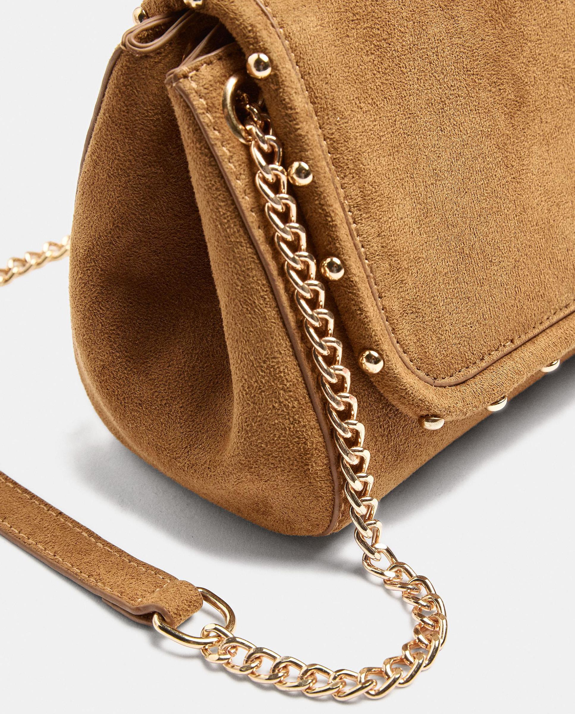 Bolso de hombro con solapa y esferzas en liso - Parfois - Camel Camel-3