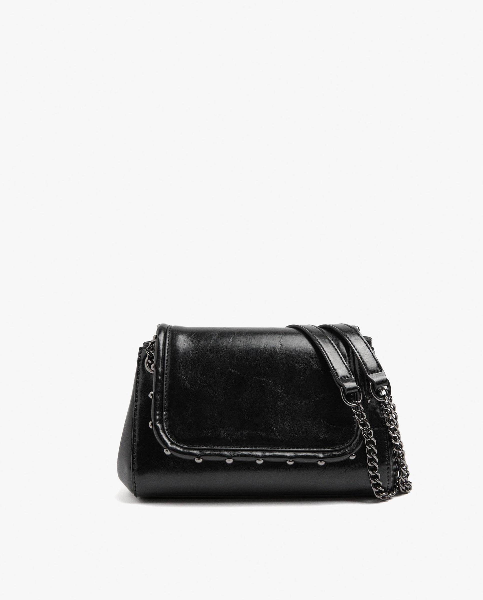 Bolso de hombro multiposición con solapa y tachuelas decorativas con cierre imantado - Parfois - Negro Negro-1