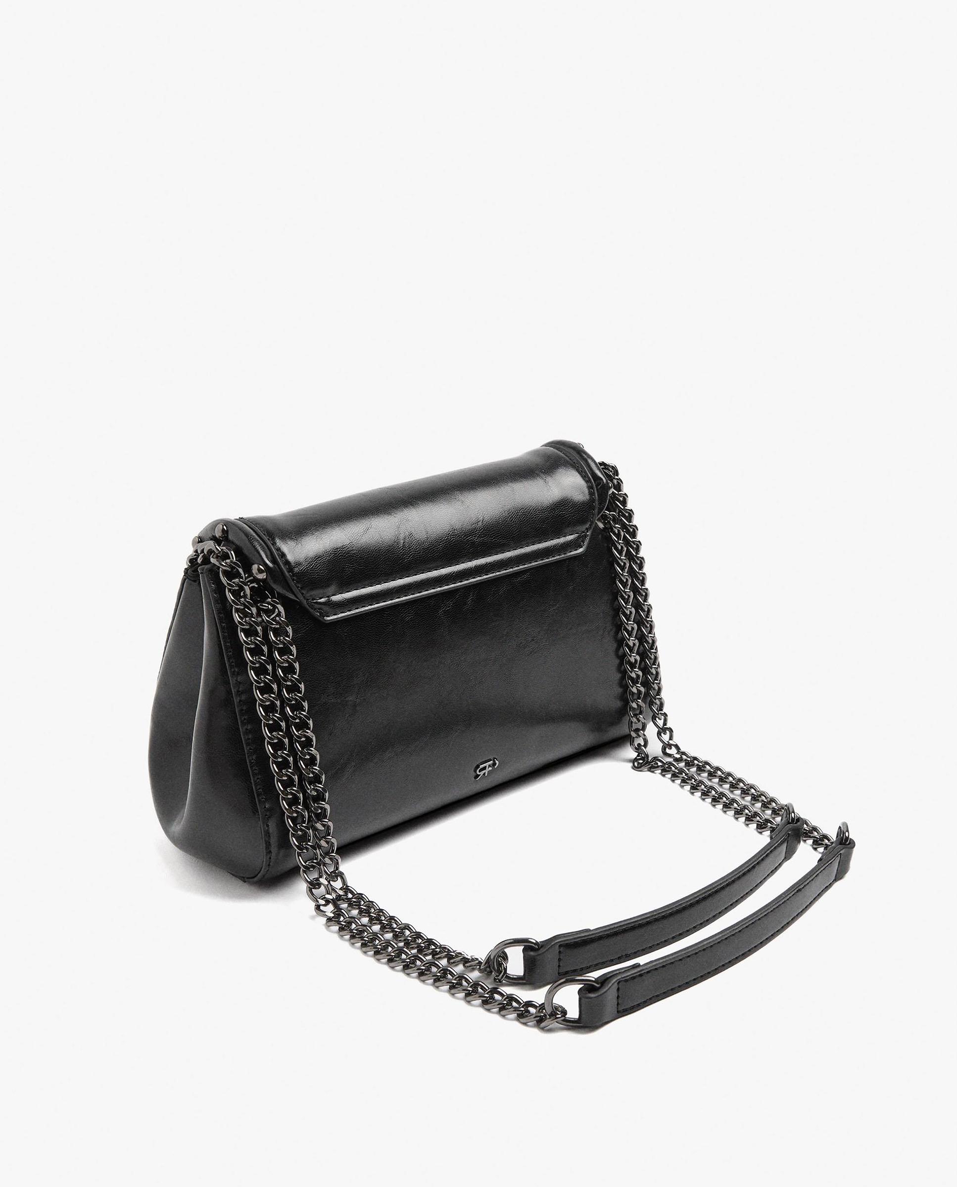 Bolso de hombro multiposición con solapa y tachuelas decorativas con cierre imantado - Parfois - Negro Negro-2