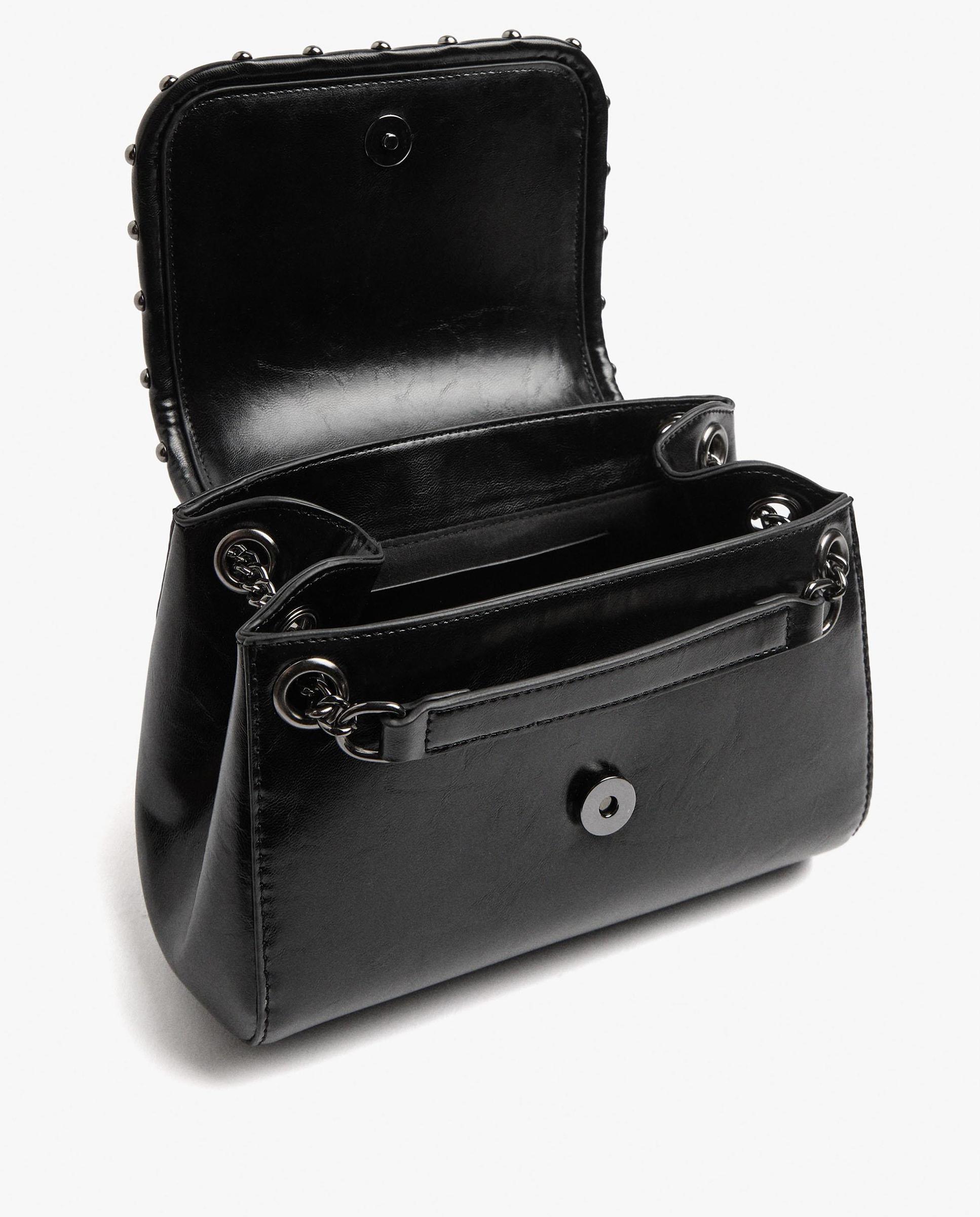 Bolso de hombro multiposición con solapa y tachuelas decorativas con cierre imantado - Parfois - Negro Negro-4
