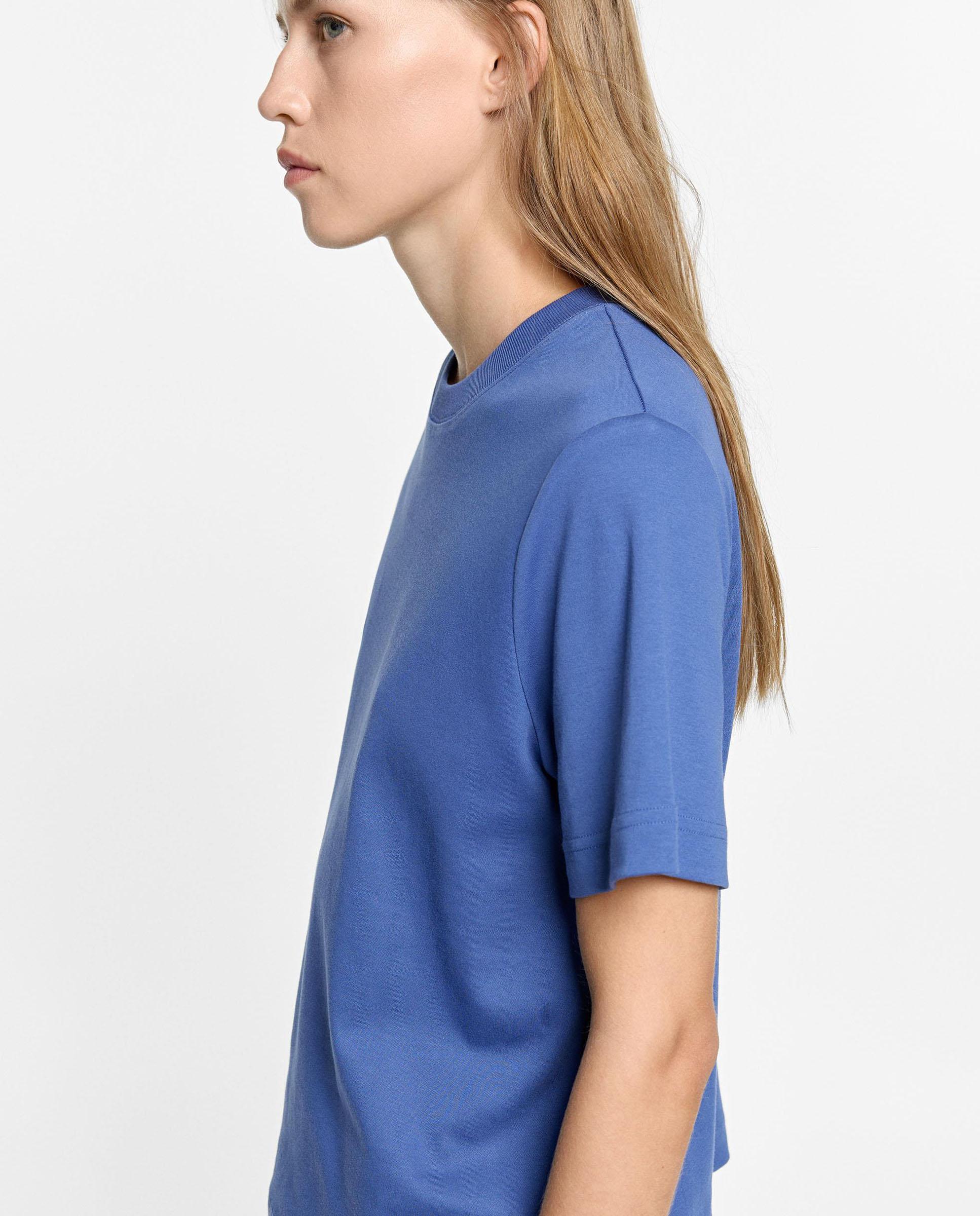 Camiseta de mujer 100% algodón de manga larga en liso - Parfois - Azul Azul-3