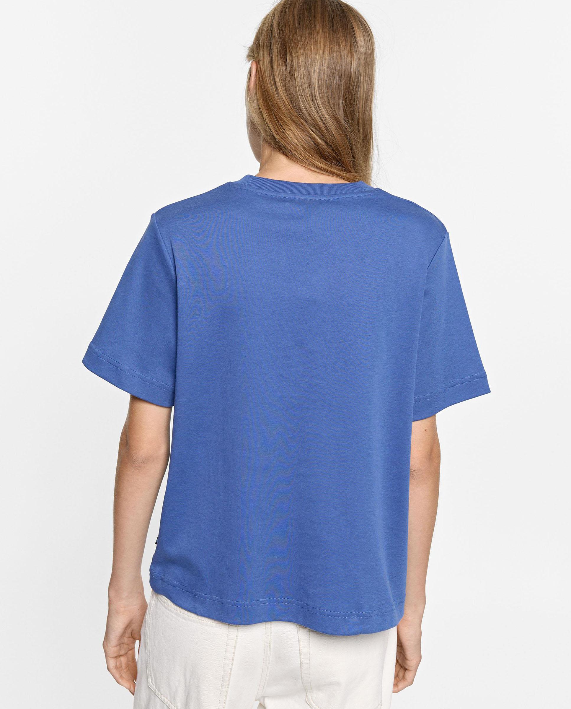 Camiseta de mujer 100% algodón de manga larga en liso - Parfois - Azul Azul-4