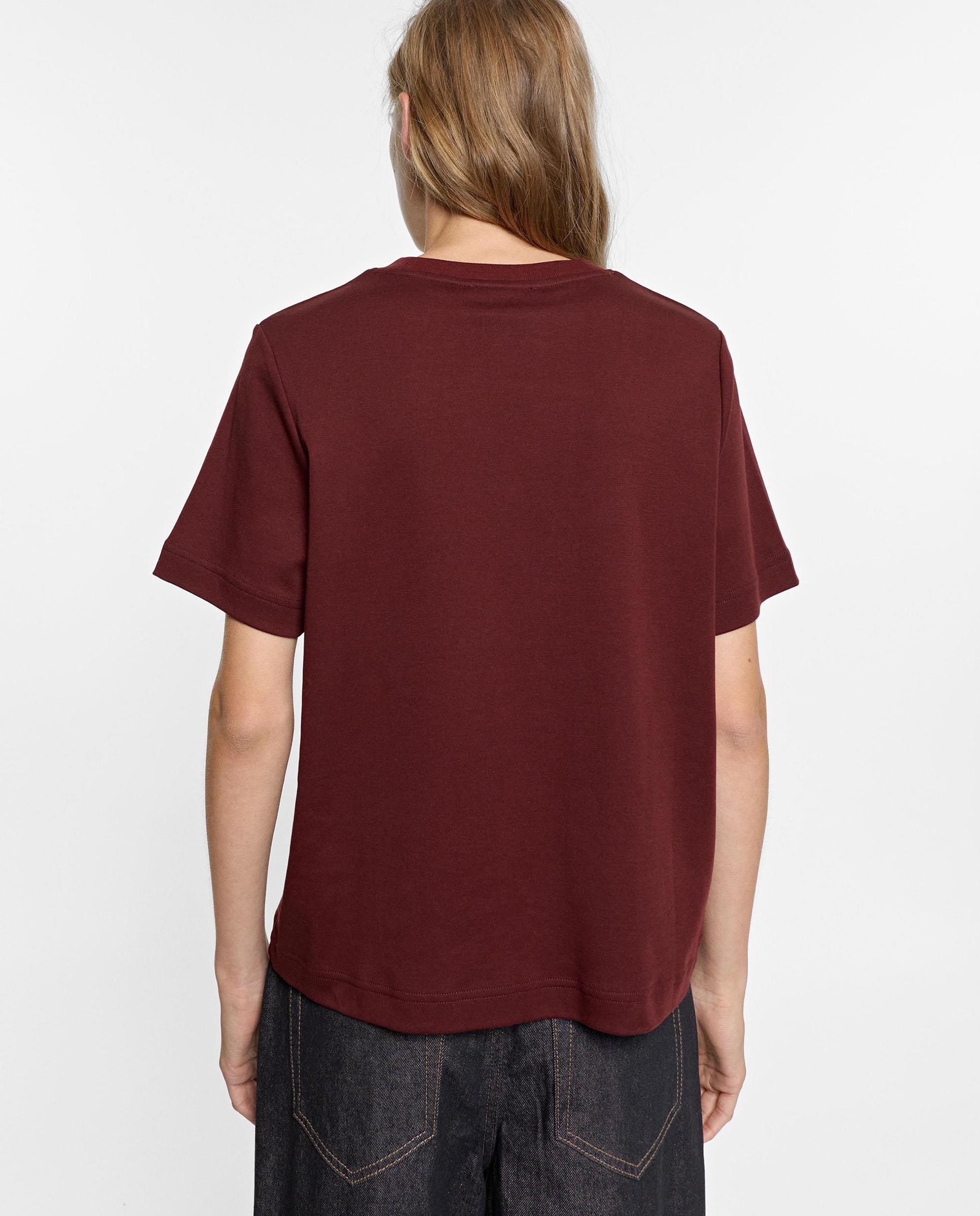 Camiseta de mujer 100% algodón de manga corta en liso - Parfois - Burdeos Burdeos-4