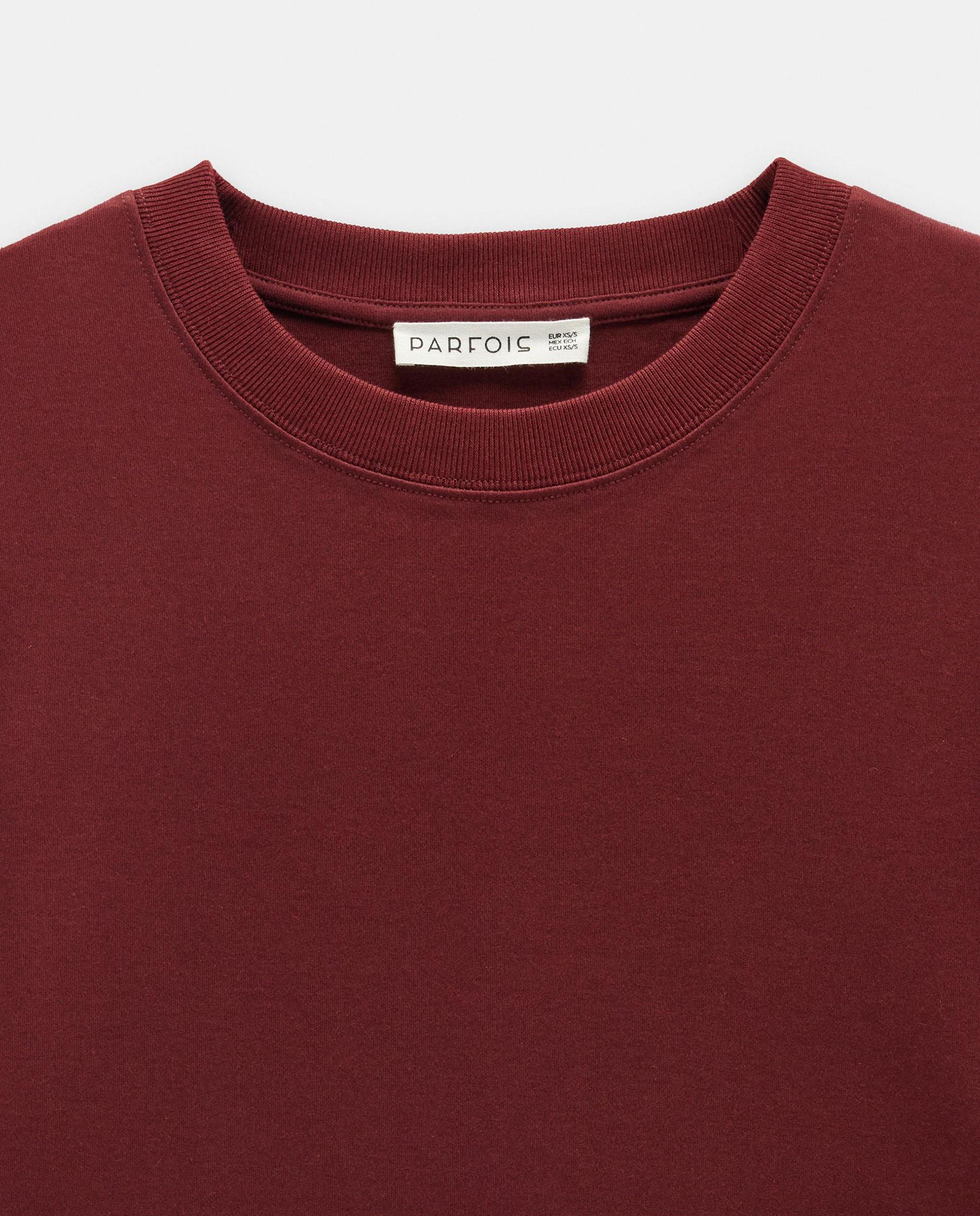 Camiseta de mujer 100% algodón de manga corta en liso - Parfois - Burdeos Burdeos-5