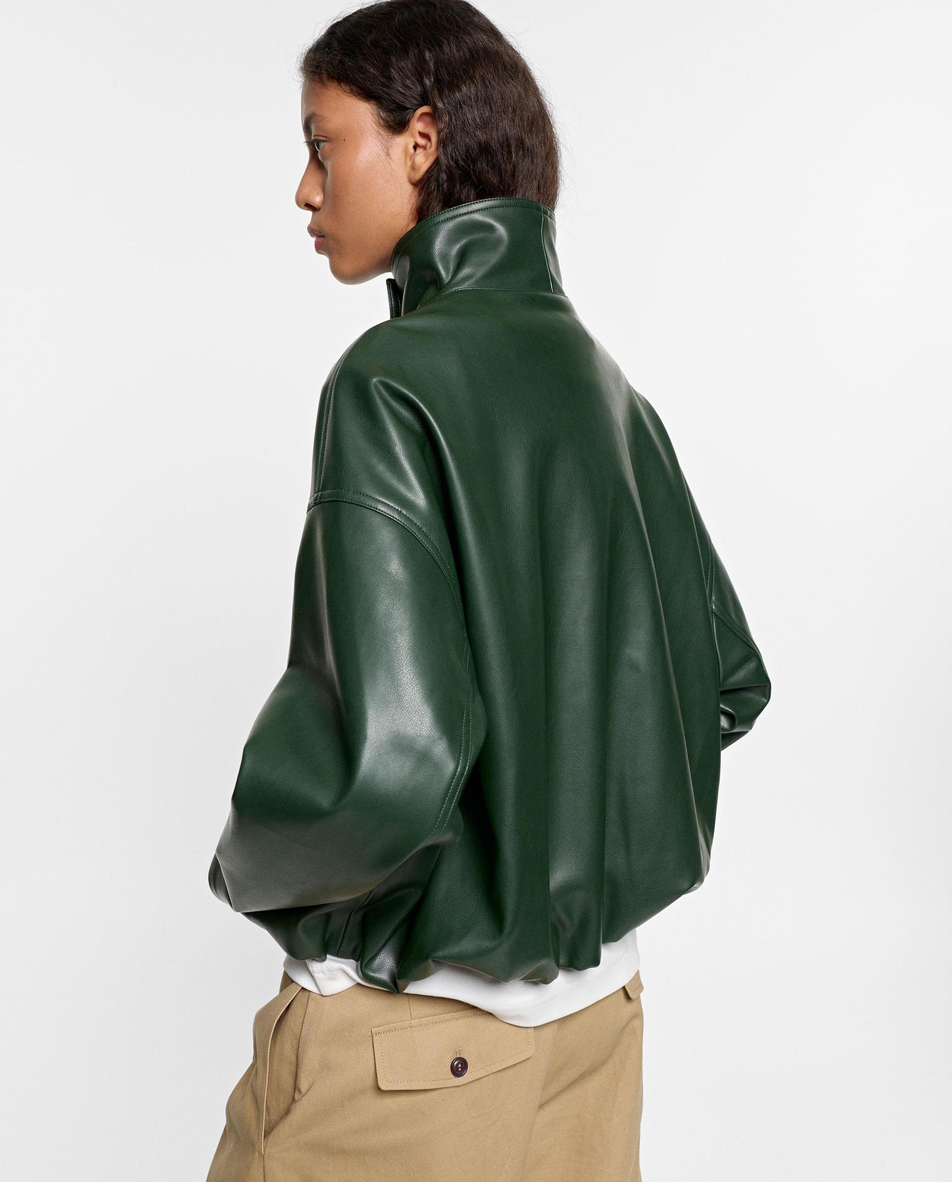 Chaqueta de mujer estilo biker en liso - Parfois - Verde Verde-4