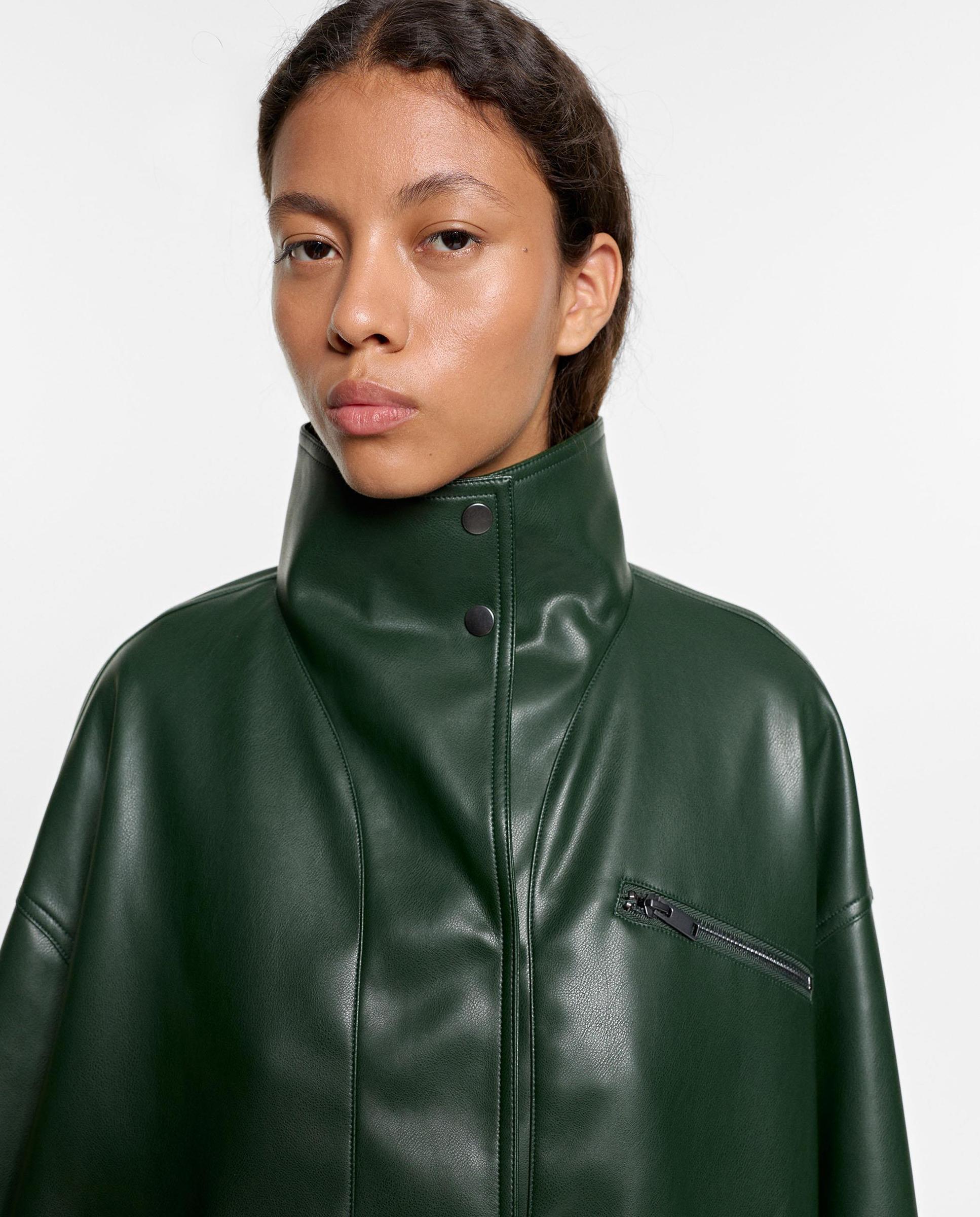 Chaqueta de mujer estilo biker en liso - Parfois - Verde Verde-5