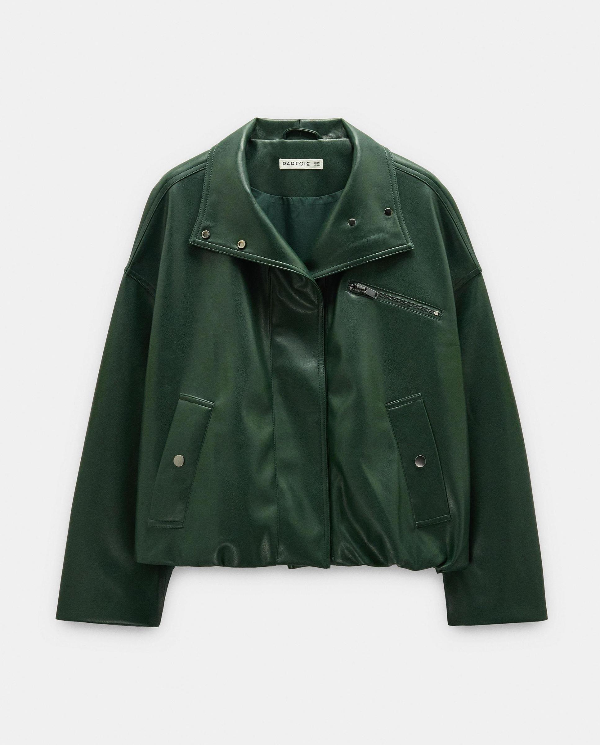 Chaqueta de mujer estilo biker en liso - Parfois - Verde Verde-7
