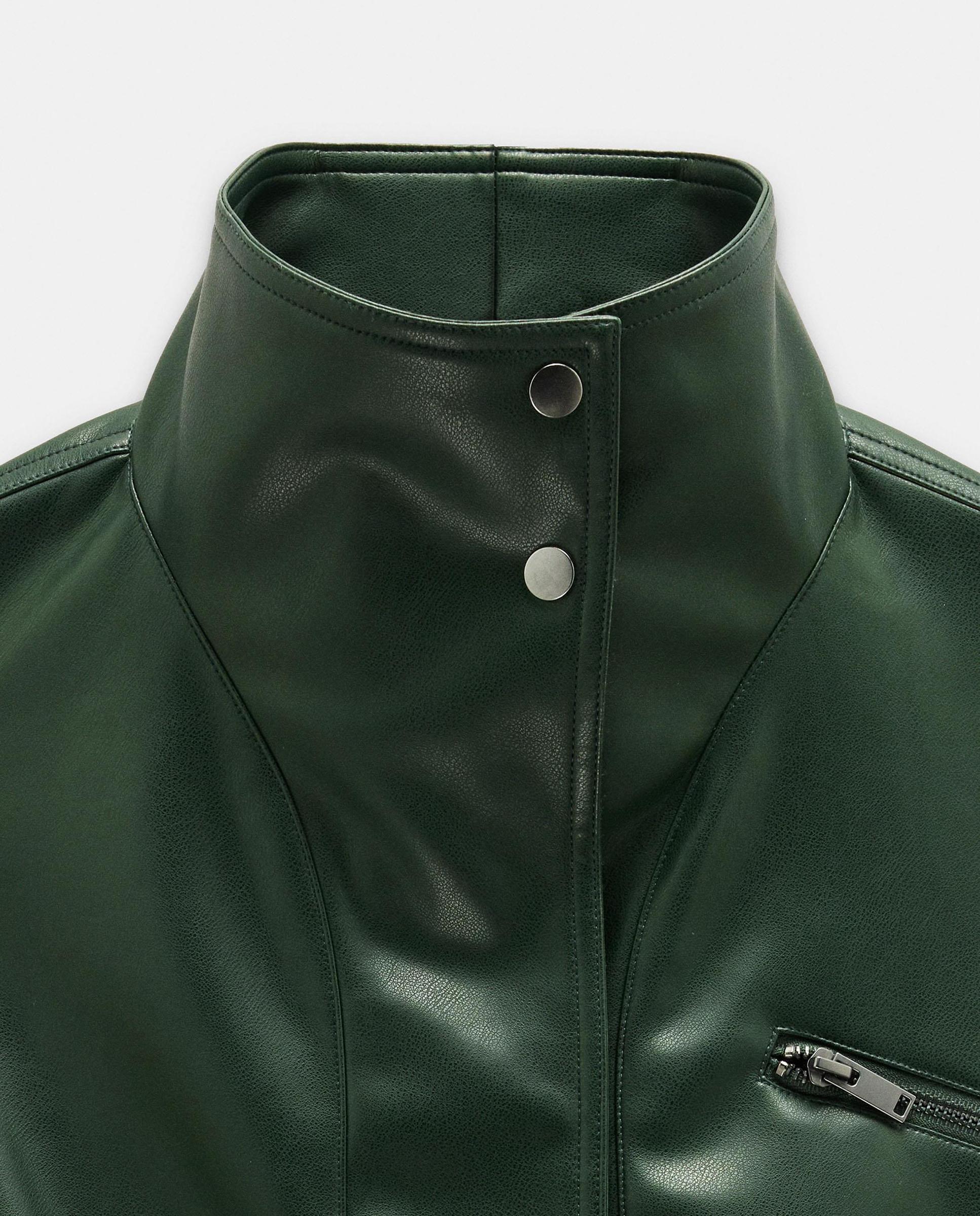Chaqueta de mujer estilo biker en liso - Parfois - Verde Verde-6