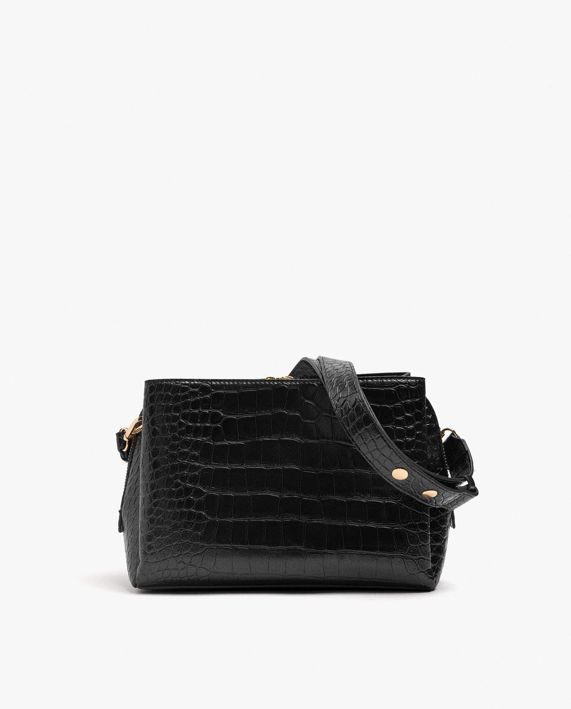 Bandolera de mujer con varios compartimentos y cierre de cremallera en liso - Parfois - Negro Negro-1