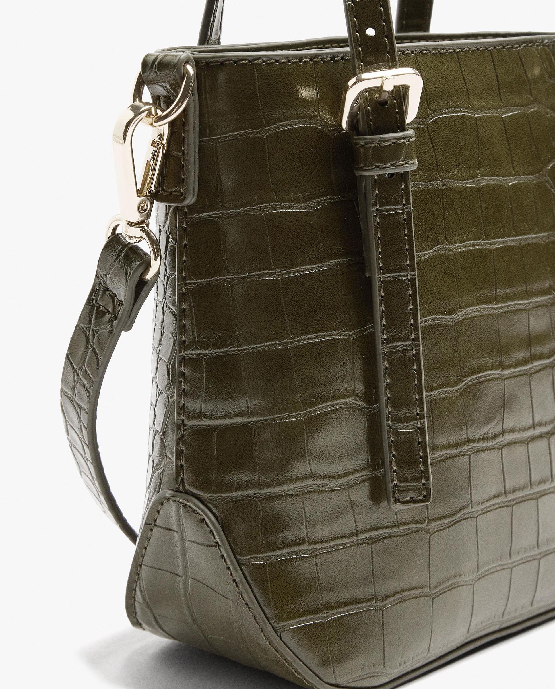 Bolso de fiesta convertible a bandolera con cierre de cremallera en liso - Parfois - Kaki Kaki-3