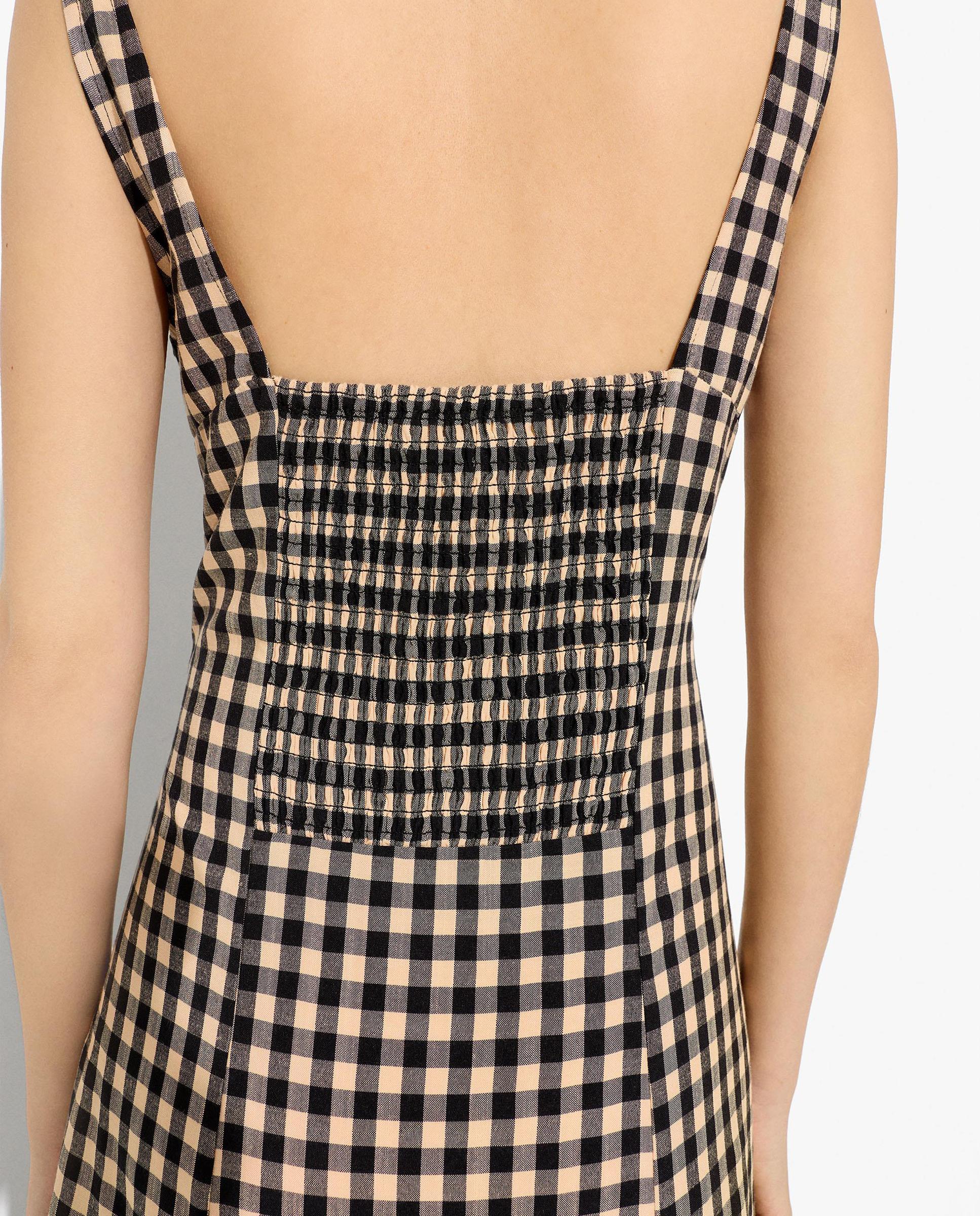Vestido largo de tirantes con estampado vichy - Parfois - Negro Negro-3