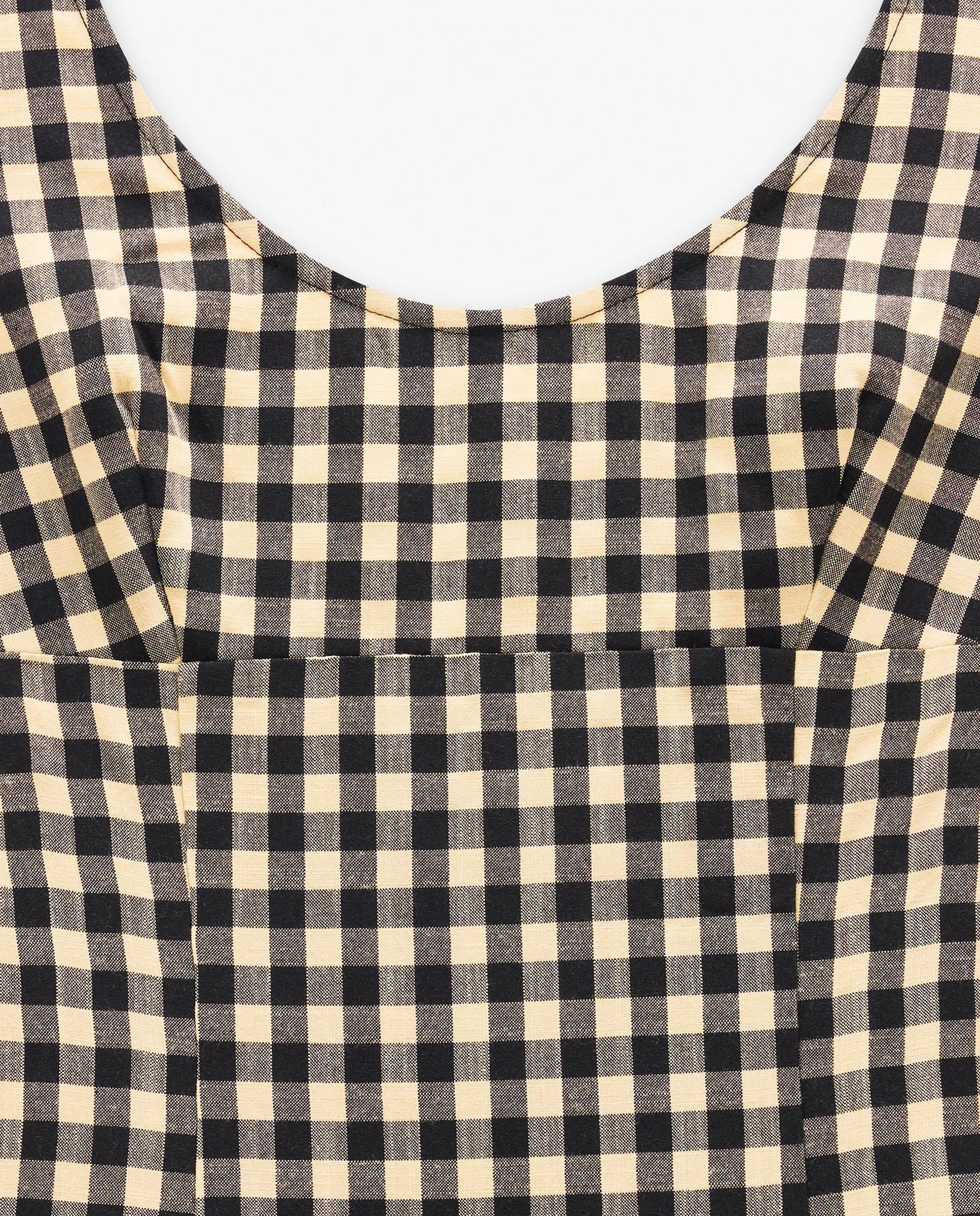 Vestido largo de tirantes con estampado vichy - Parfois - Negro Negro-5