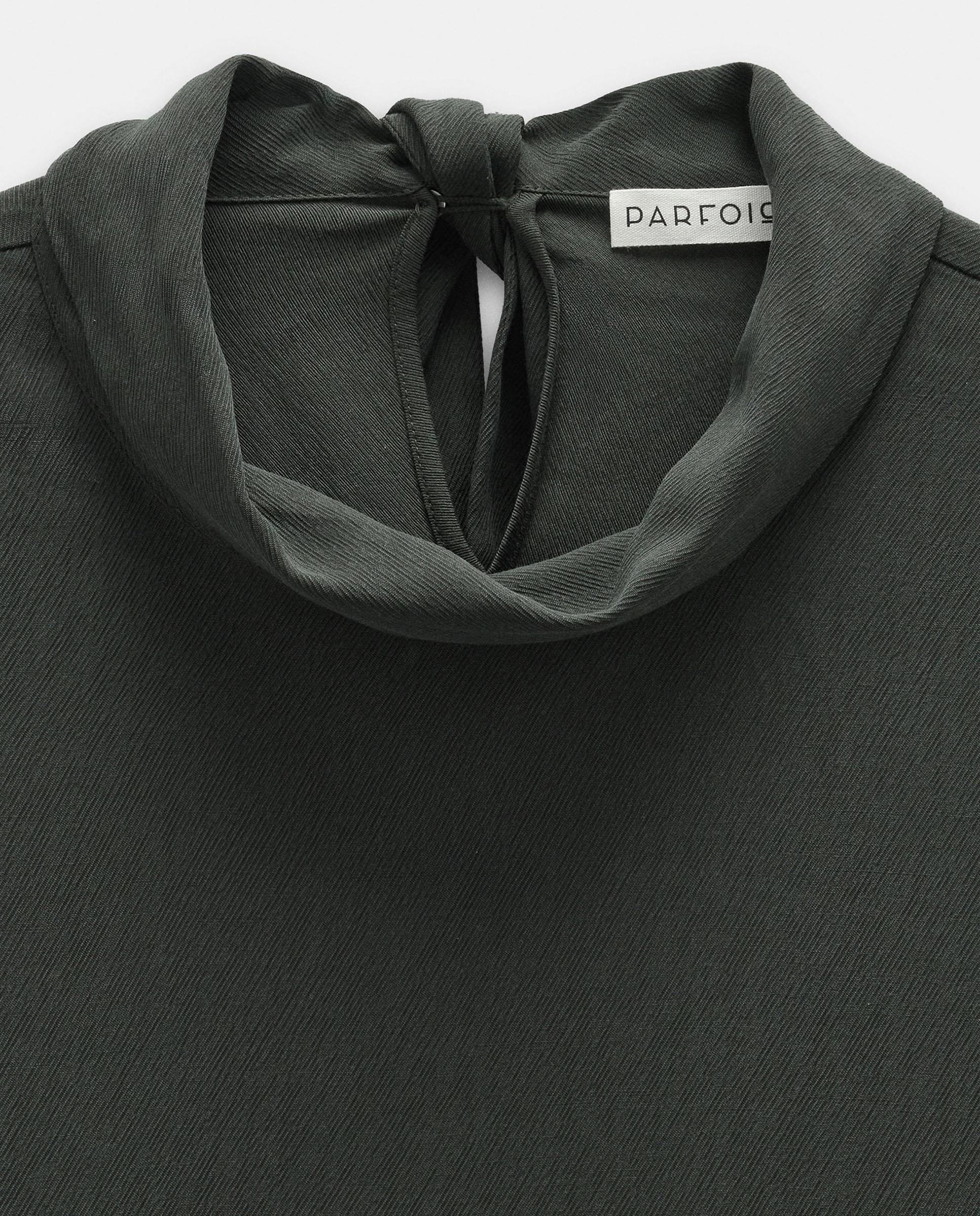 Blusa de mujer de manga larga con tiras para anudar - Parfois - Verde Verde-5
