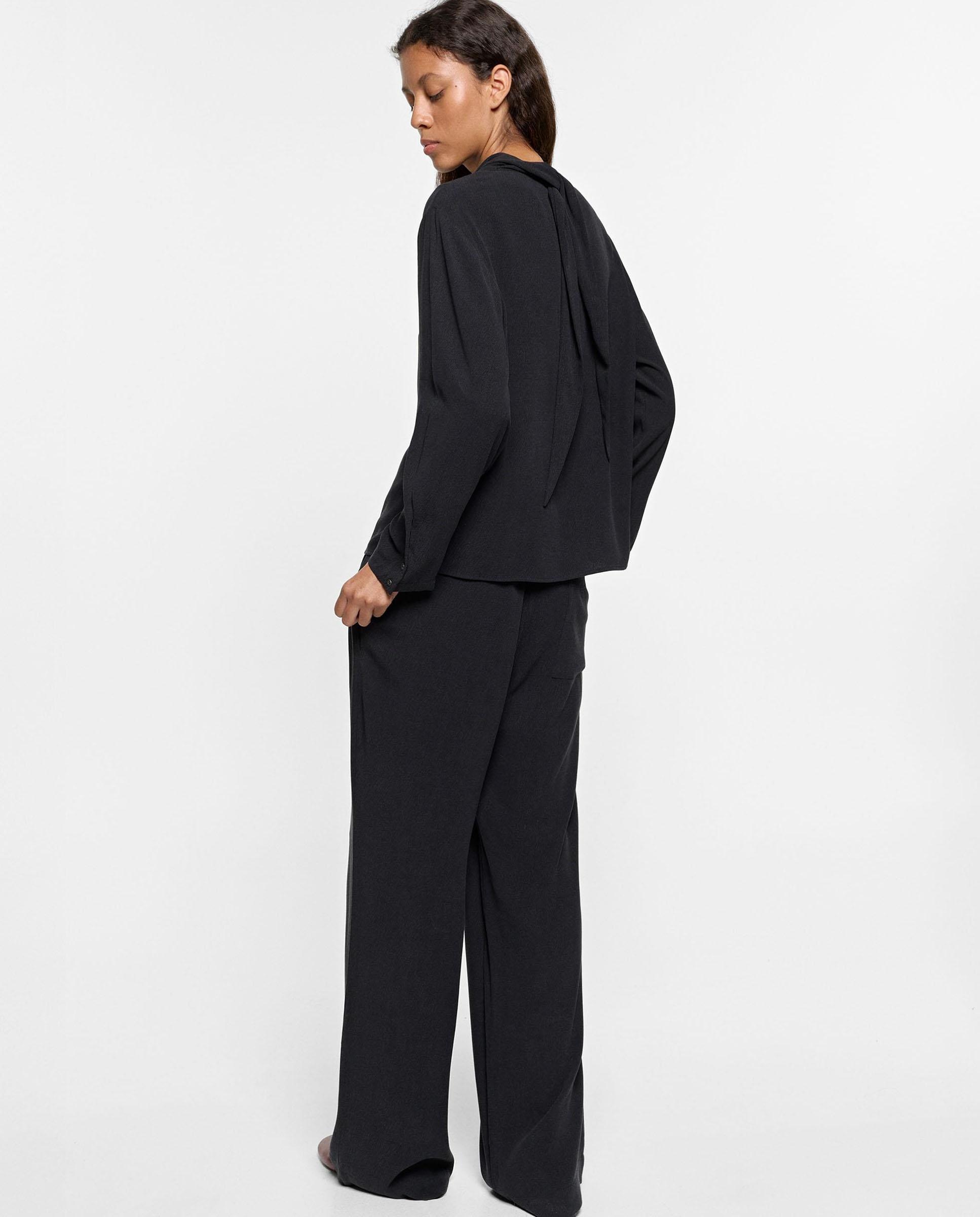 Pantalones rectos de mujer con cintura elástica en liso - Parfois - Azul marino Azul marino-4