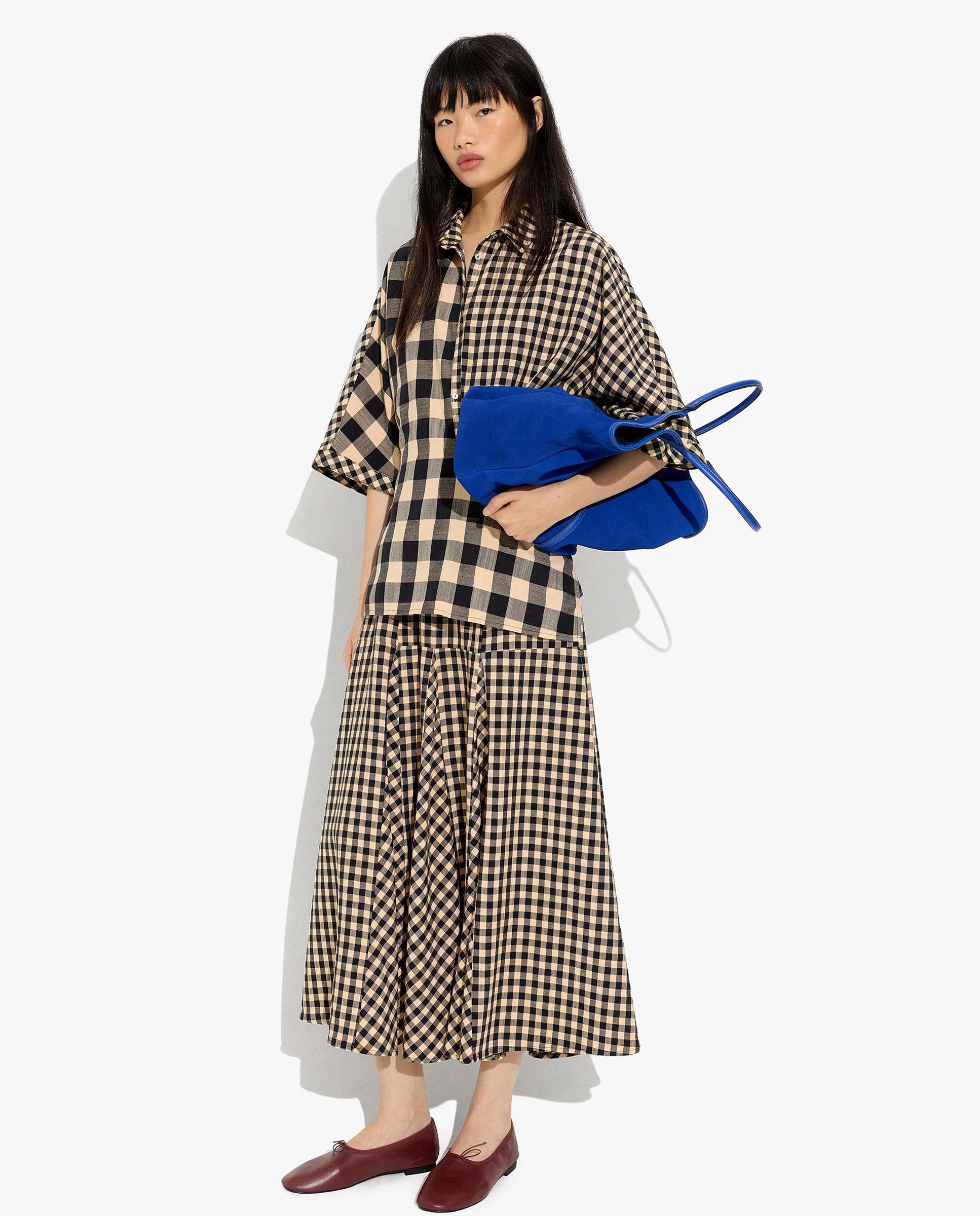 Camisa de mujer de manga corta con estampado vichy - Parfois - Negro Negro-2