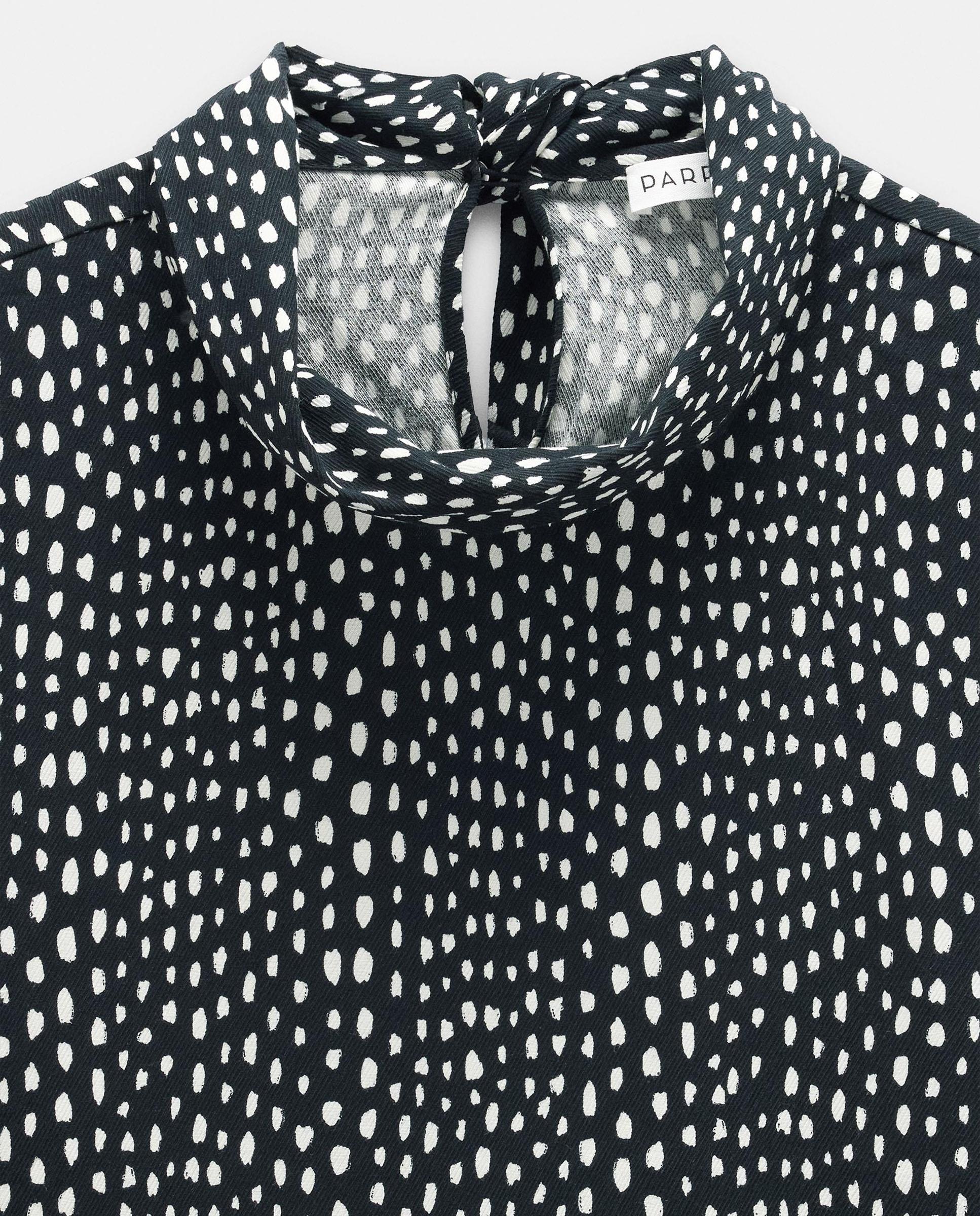 Blusa de mujer de manga larga con tiras para anudar y microestampado - Parfois - Multicolor Multicolor-5