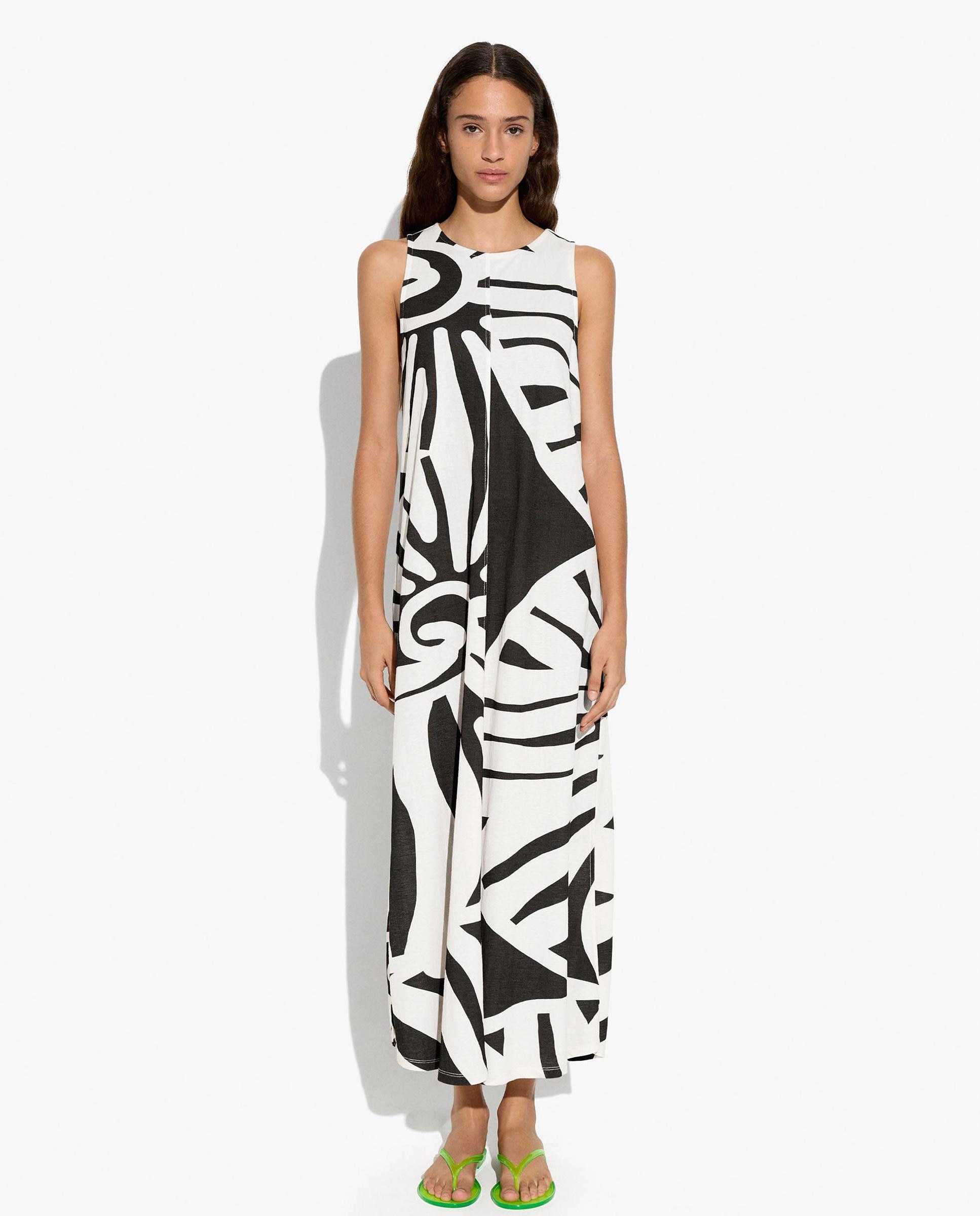 Vestido largo sin mangas con estampados marinos - Parfois - Negro Negro-2
