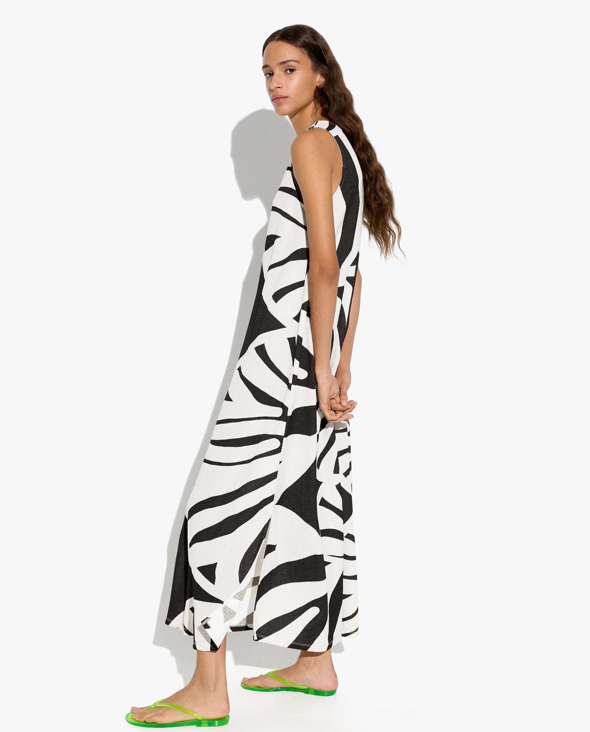 Vestido largo sin mangas con estampados marinos - Parfois - Negro Negro-3