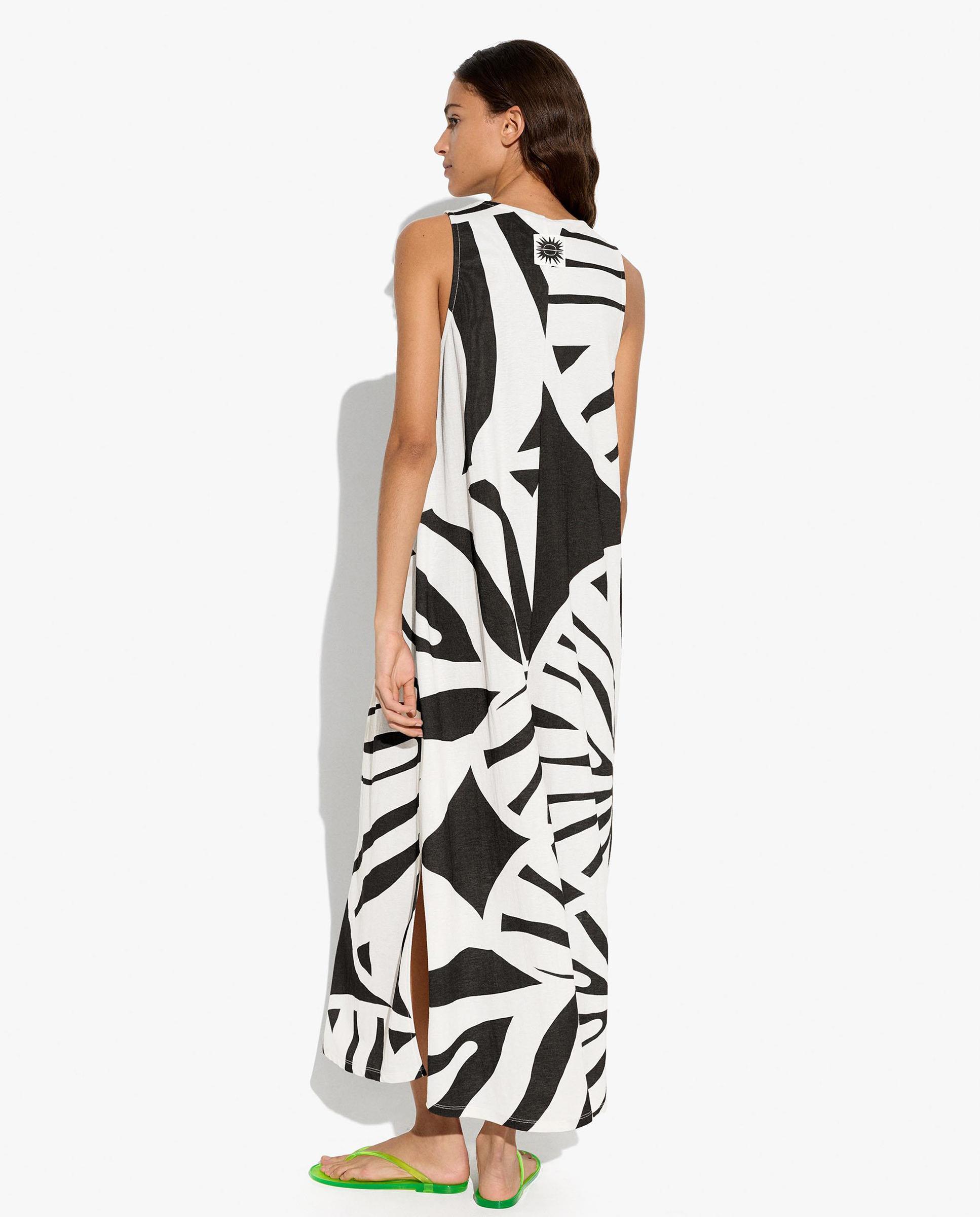Vestido largo sin mangas con estampados marinos - Parfois - Negro Negro-4