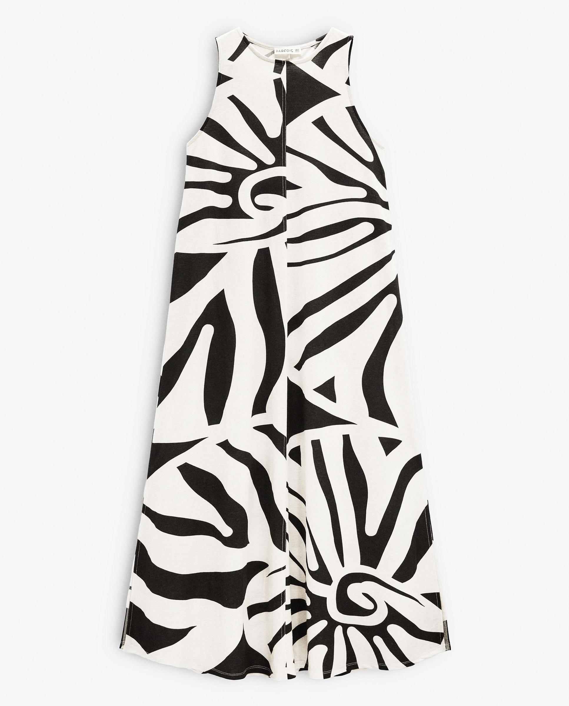 Vestido largo sin mangas con estampados marinos - Parfois - Negro Negro-6