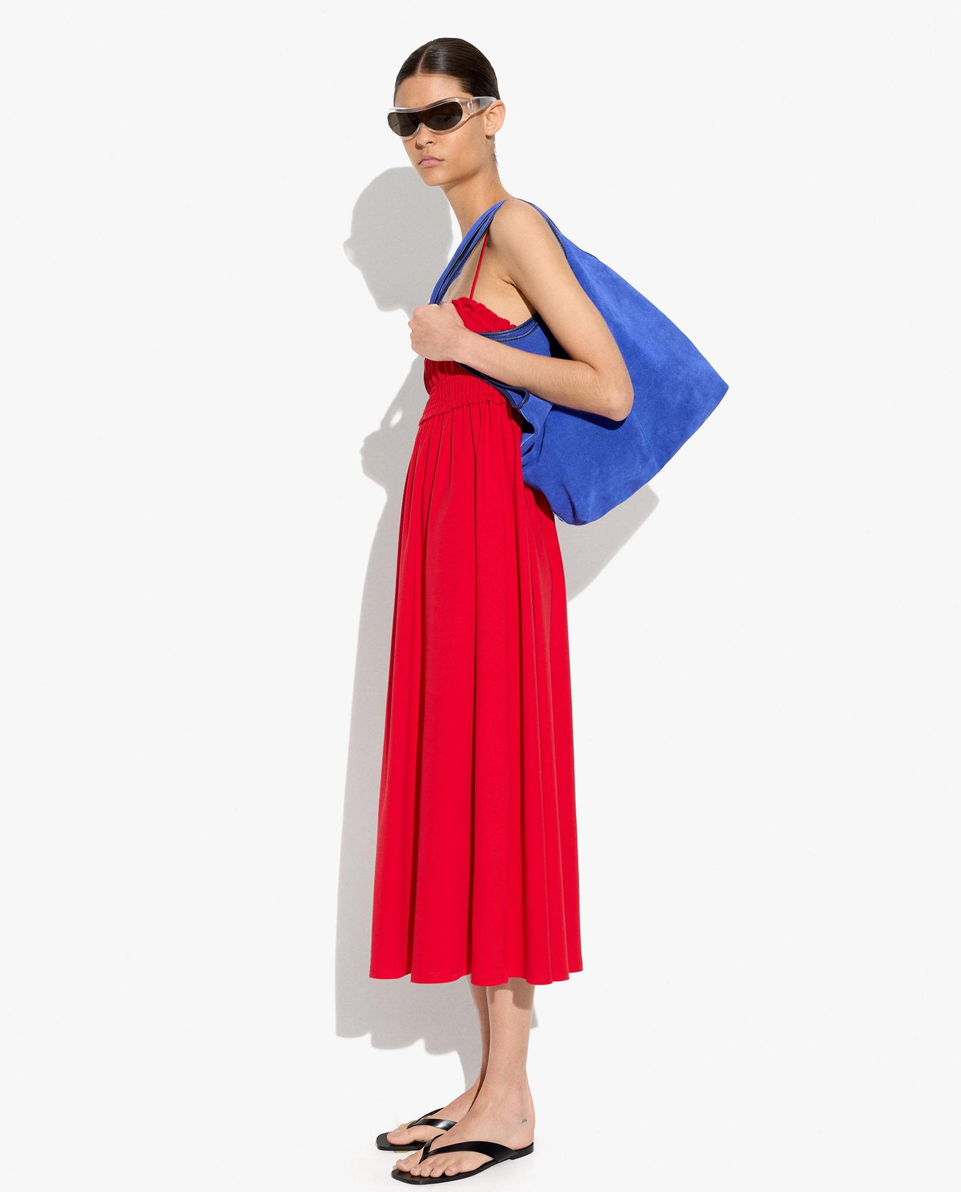 Vestido midi 100% algodón de tirantes fluido - Parfois - Rojo Rojo-2