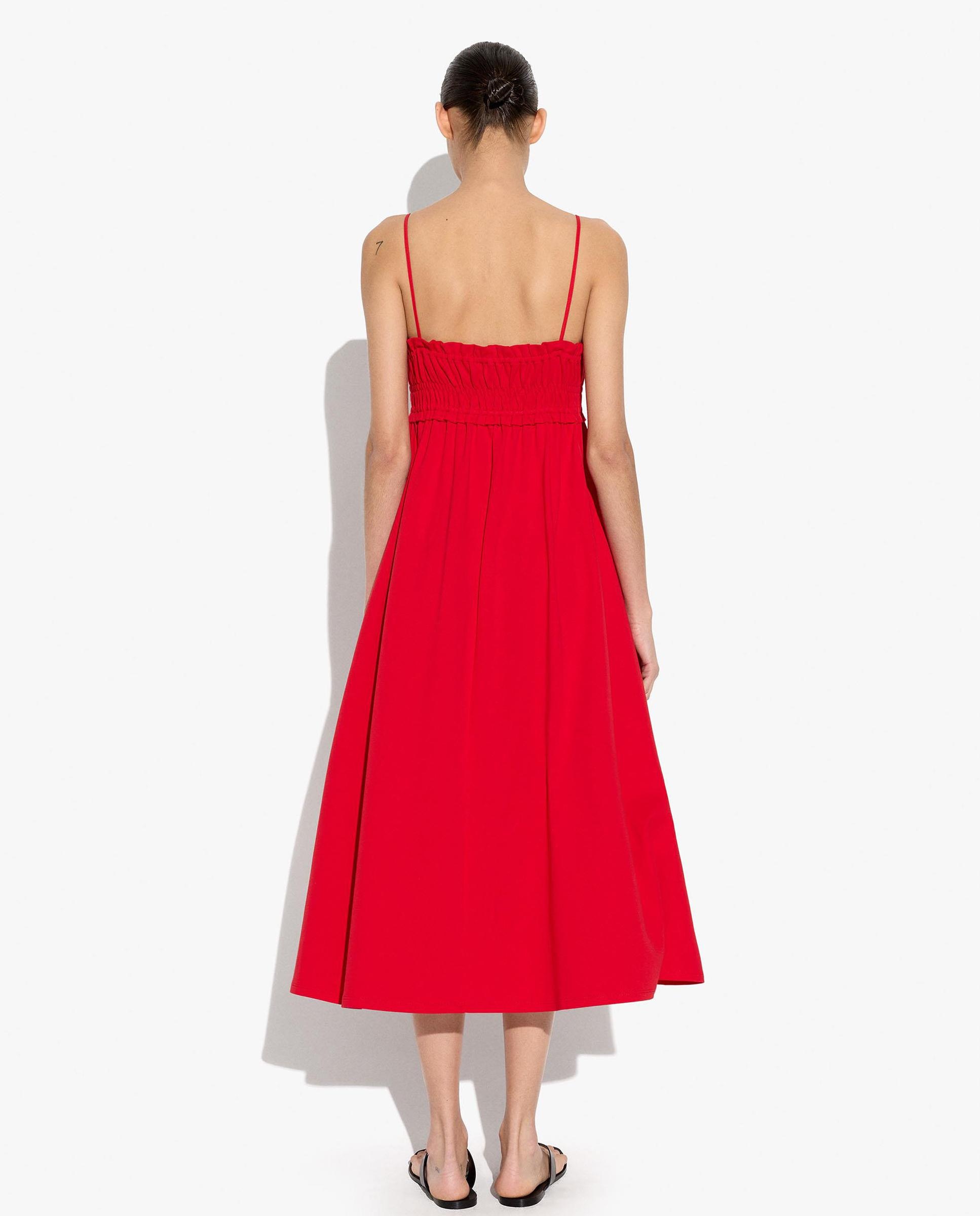 Vestido midi 100% algodón de tirantes fluido - Parfois - Rojo Rojo-3