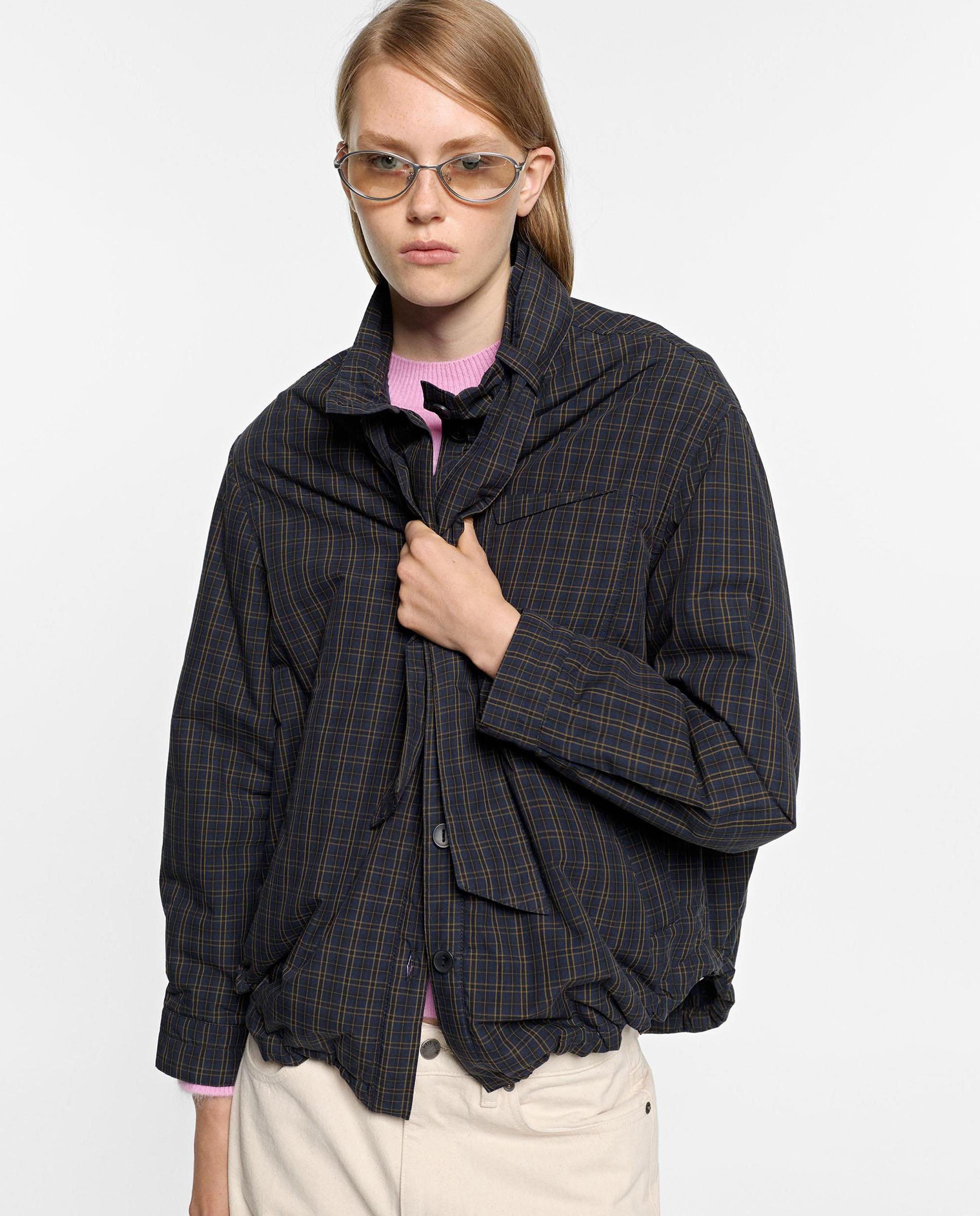 Chaqueta de mujer 100% algodón con cierre de botones y pañuelo extraíble - Parfois - Azul marino Azul marino-1