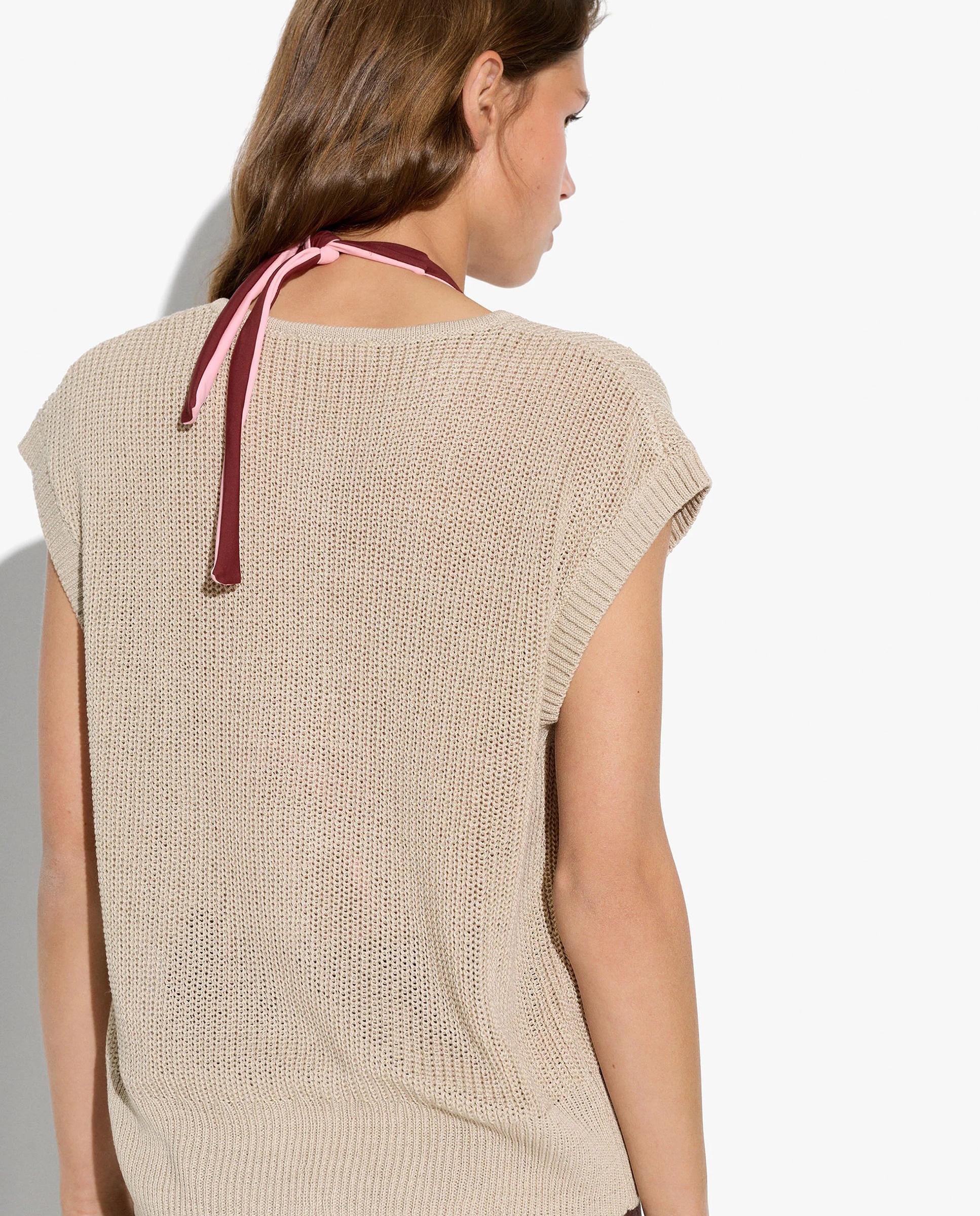 Chaleco de mujer de punto con botones en liso - Parfois - Beige Beige-4