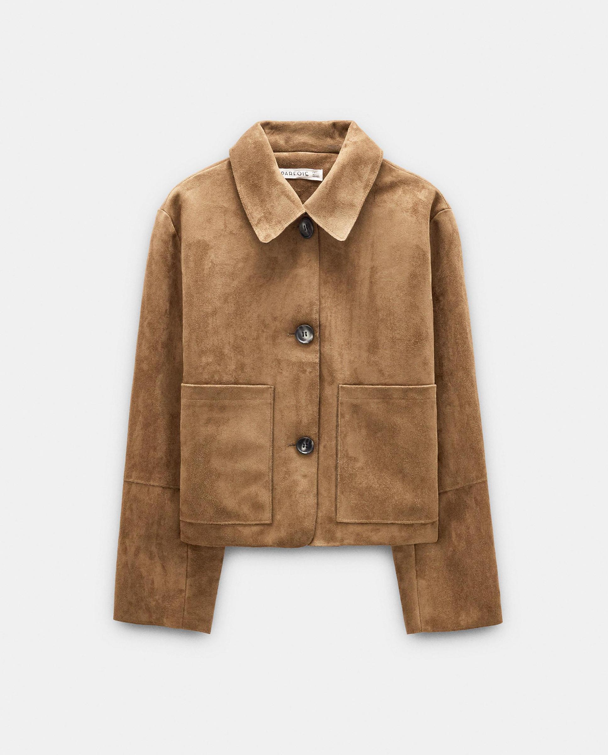 Chaqueta de mujer efecto ante con cierre de botones en liso - Parfois - Camel Camel-7