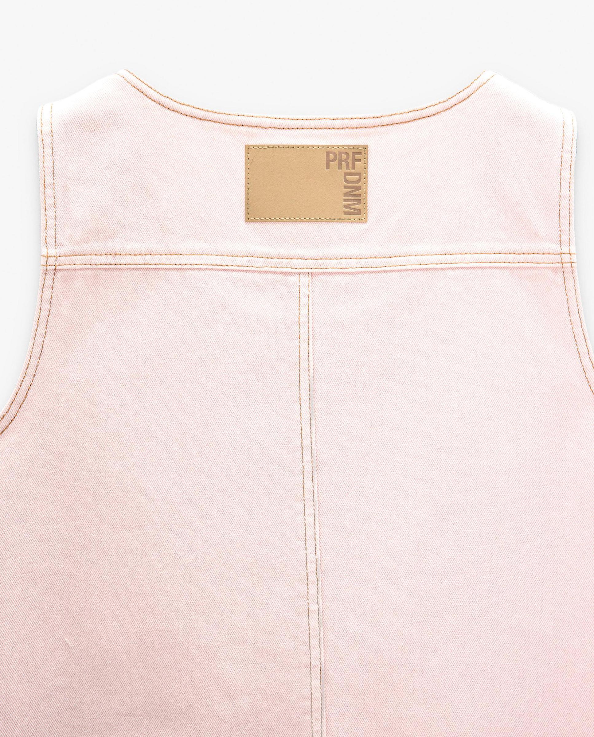 Vestido corto 100% algodón con bolsillos de solapa en liso - Parfois - Rosa Rosa-5