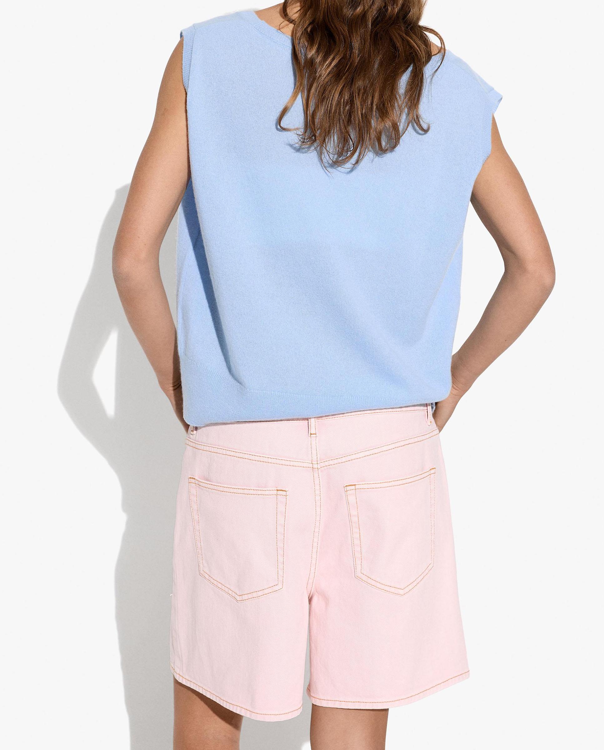 Bermudas de mujer 100% algodón vaquero con bolsillos laterales en liso - Parfois - Rosa Rosa-4