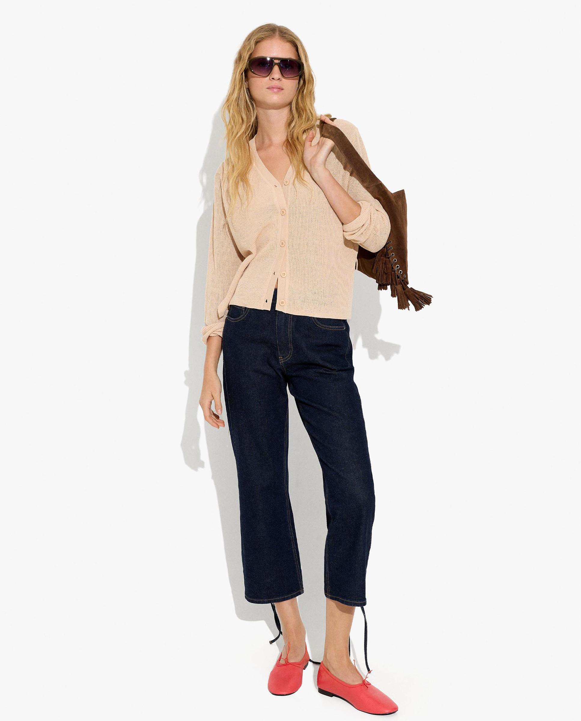 Cárdigan de mujer de punto con botones en liso - Parfois - Beige Beige-2