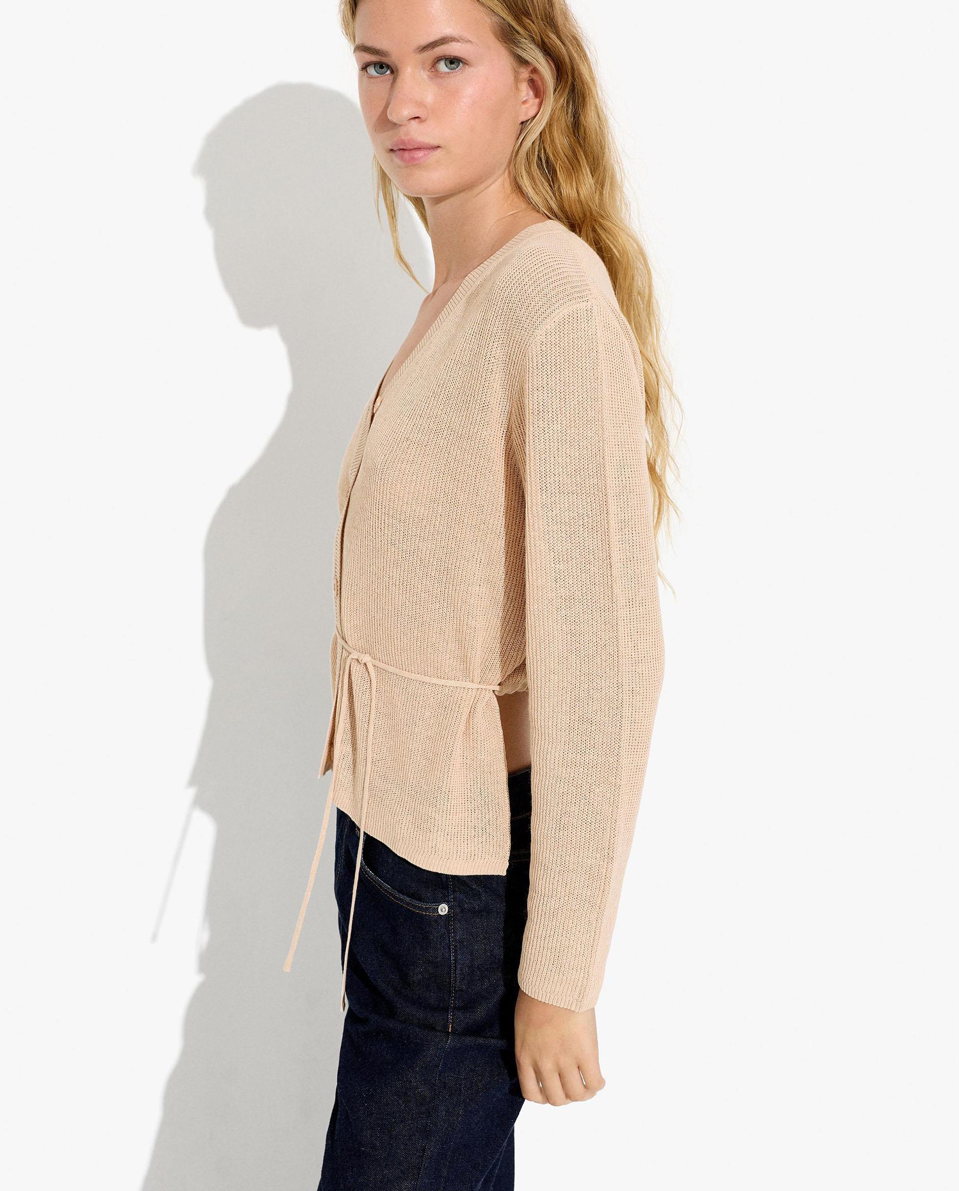 Cárdigan de mujer de punto con botones en liso - Parfois - Beige Beige-3