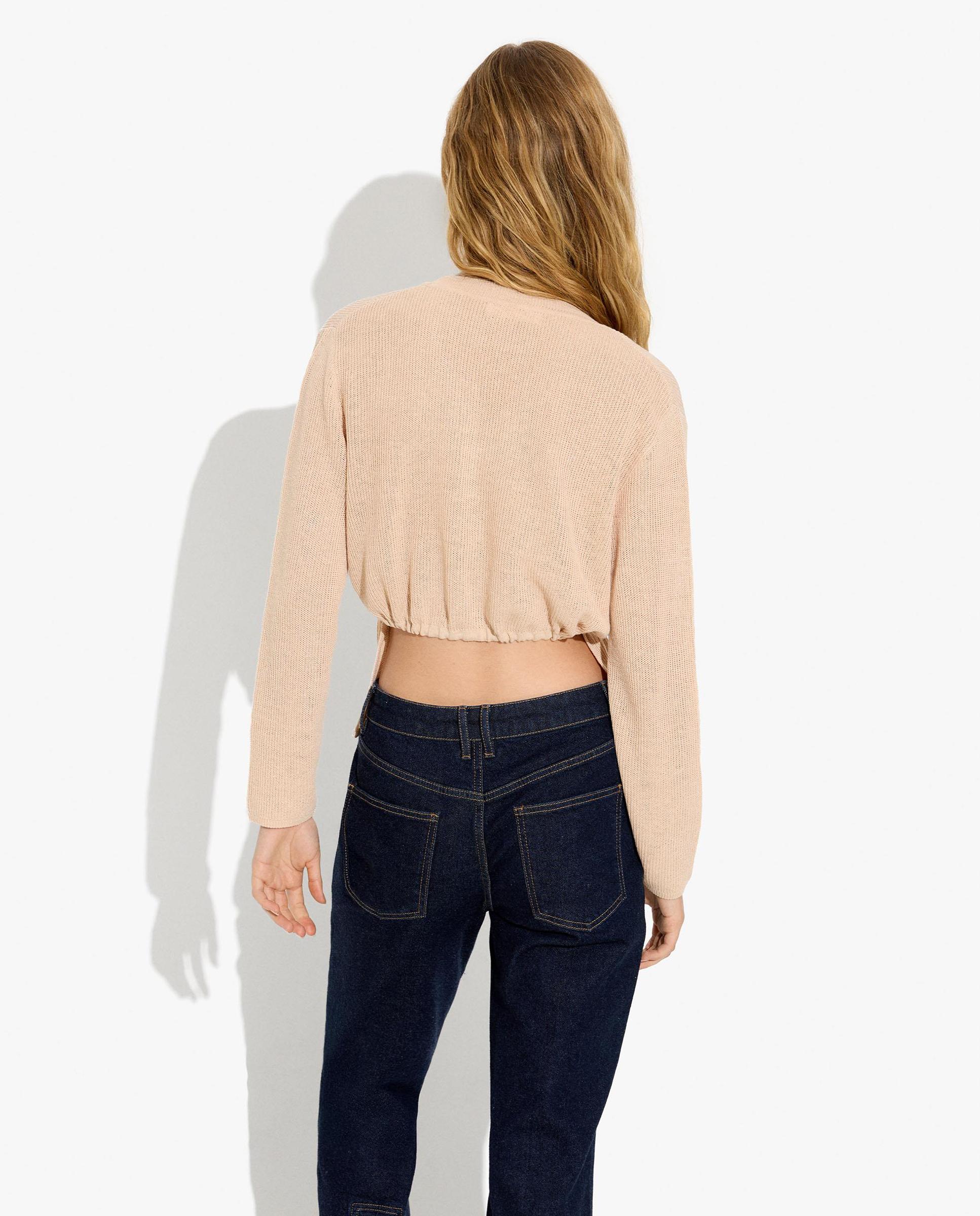 Cárdigan de mujer de punto con botones en liso - Parfois - Beige Beige-4