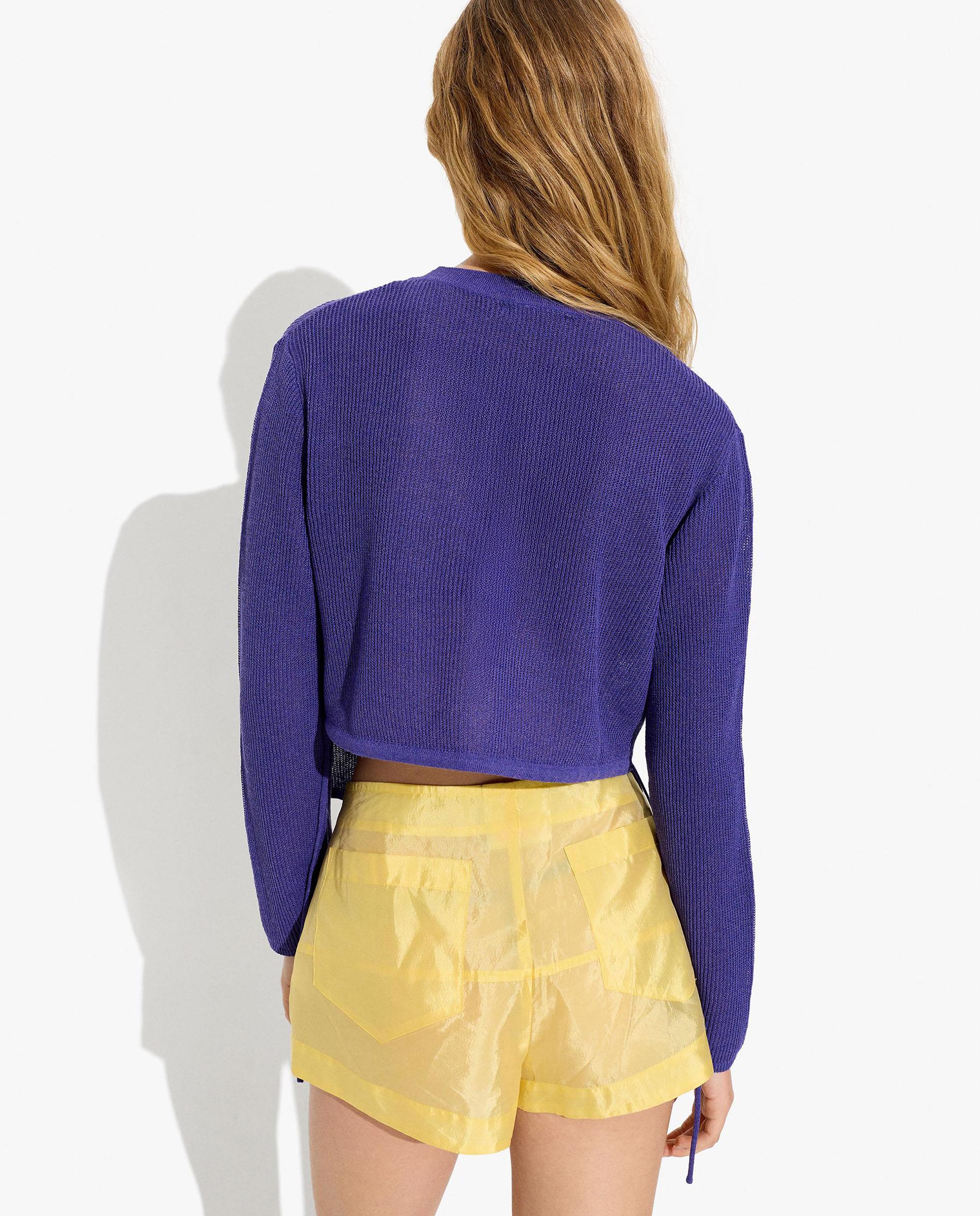 Cárdigan de mujer de punto con botones en liso - Parfois - Morado Morado-4