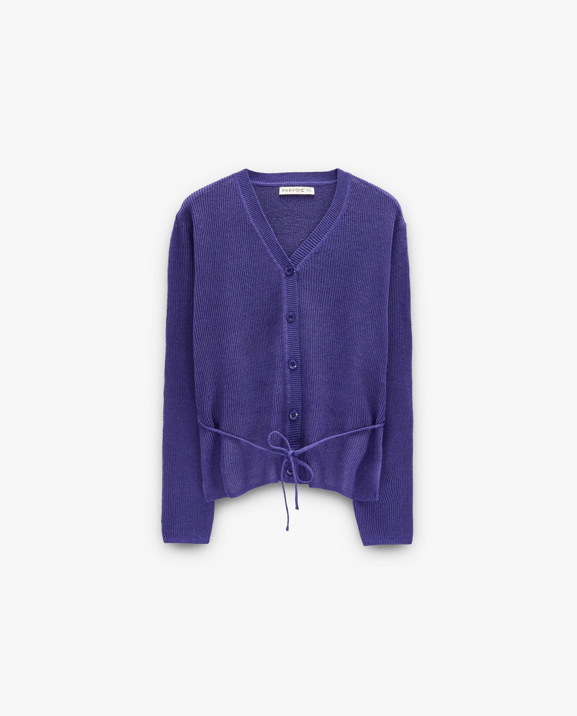 Cárdigan de mujer de punto con botones en liso - Parfois - Morado Morado-6