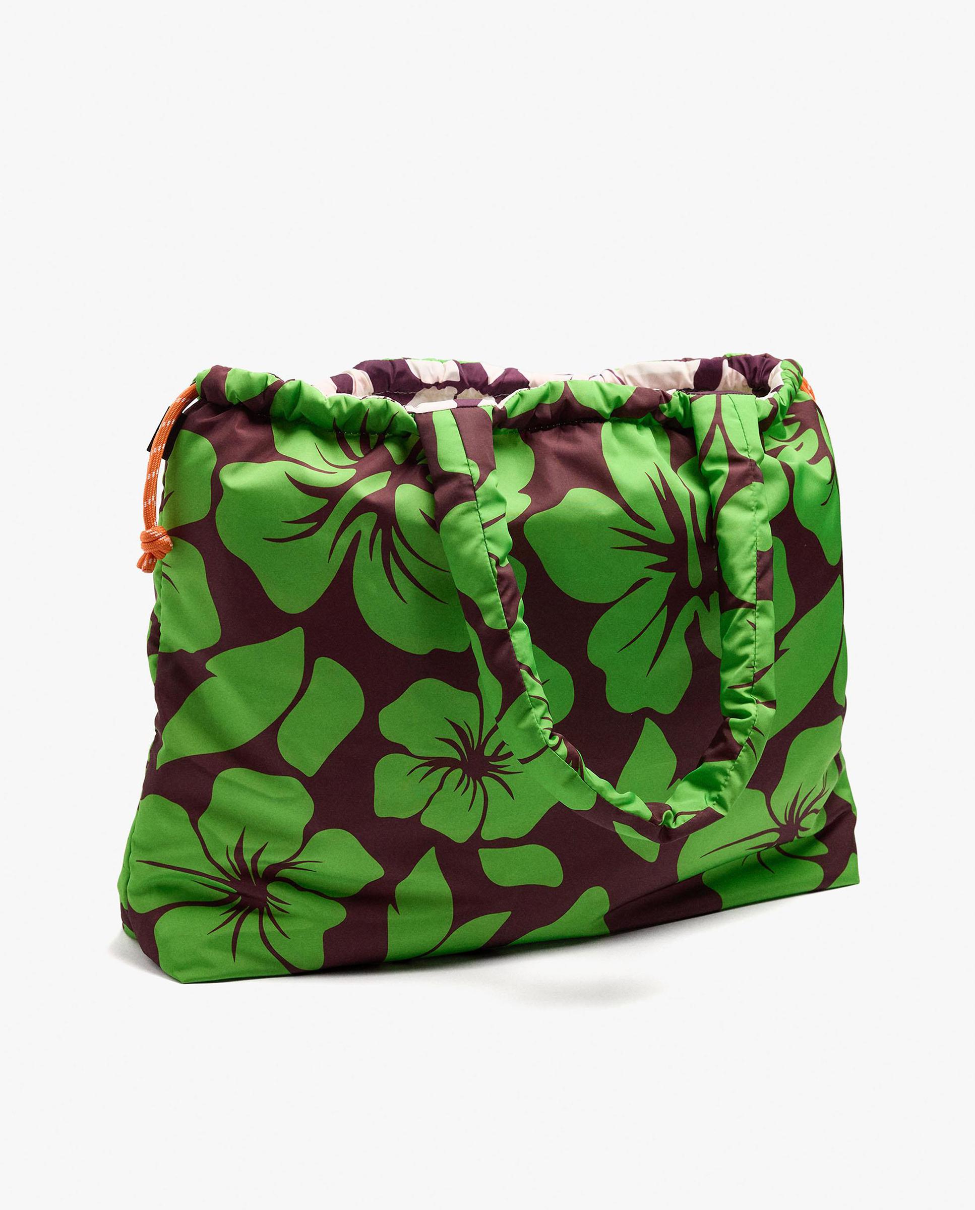 Shopper grande con cierre fruncido y estampado floral - Parfois - Verde Verde-2