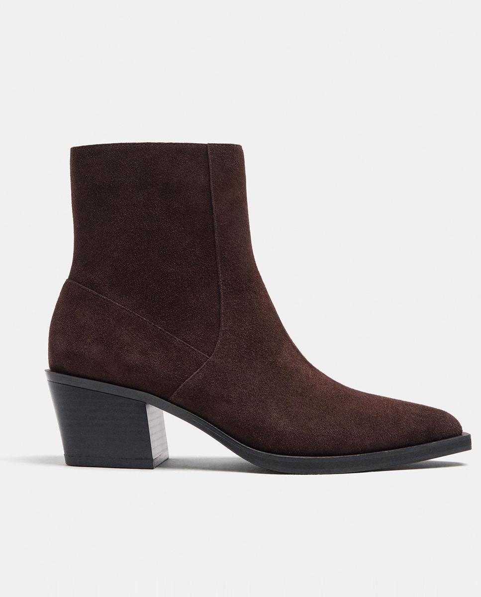 Botines básicos de mujer 100% piel con cierre de cremallera - Parfois - Marrón oscuro Marrón oscuro-3