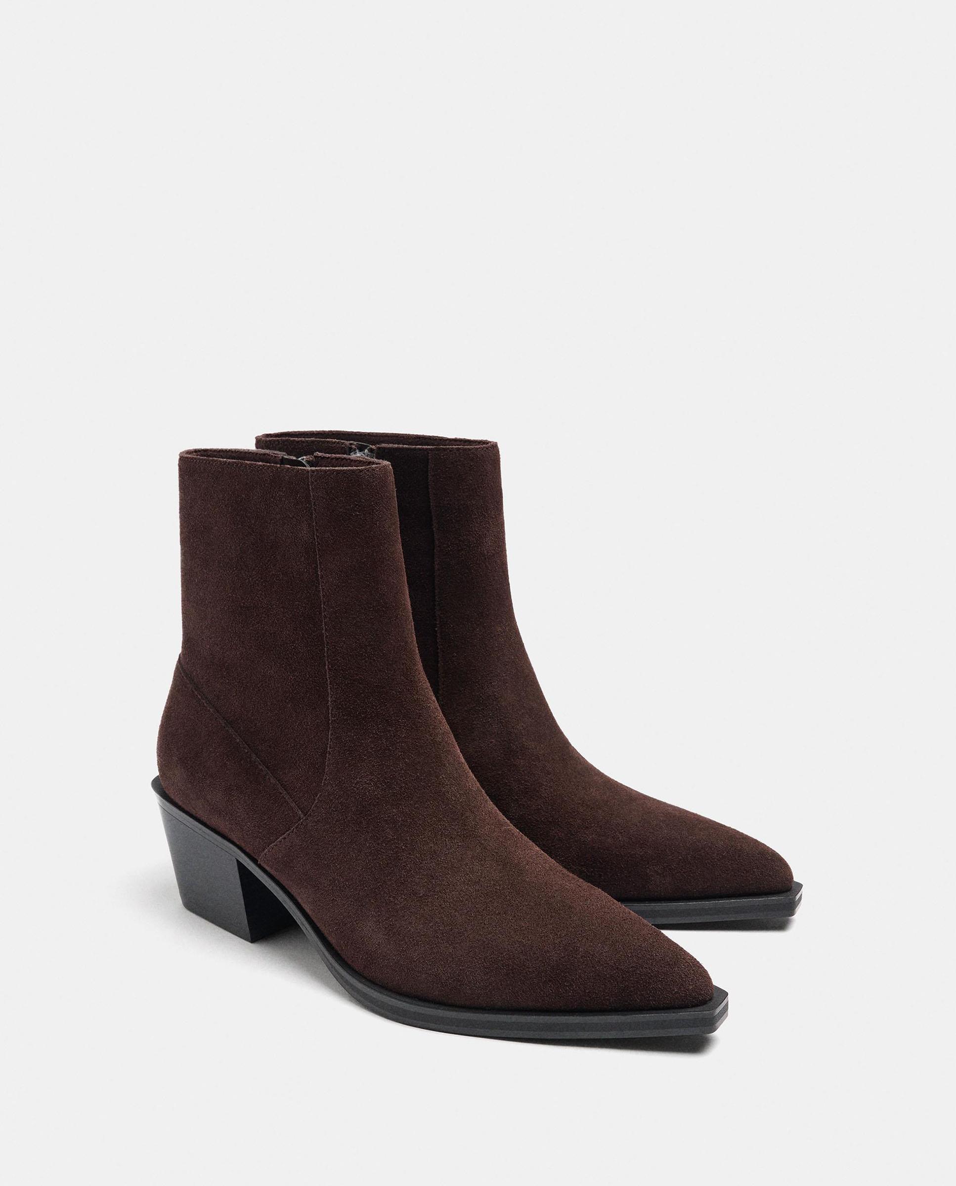 Botines básicos de mujer 100% piel con cierre de cremallera - Parfois - Marrón oscuro Marrón oscuro-2