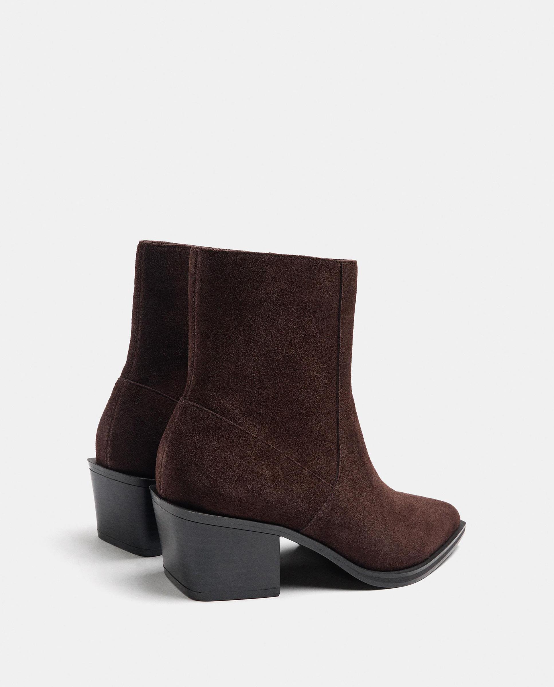 Botines básicos de mujer 100% piel con cierre de cremallera - Parfois - Marrón oscuro Marrón oscuro-4