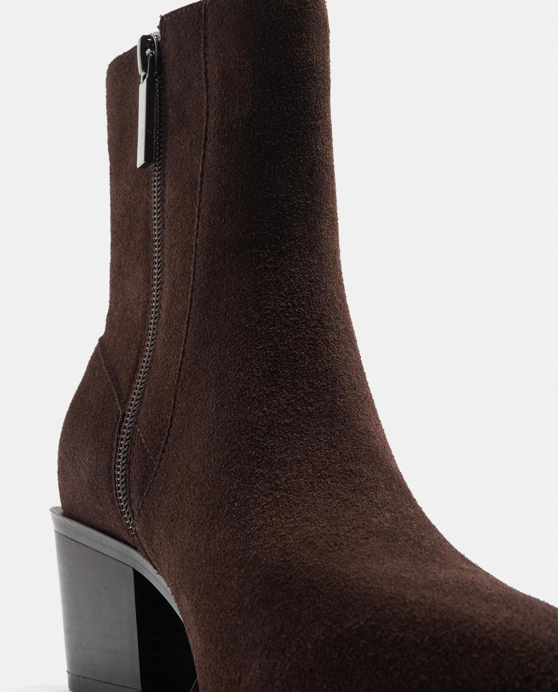 Botines básicos de mujer 100% piel con cierre de cremallera - Parfois - Marrón oscuro Marrón oscuro-5