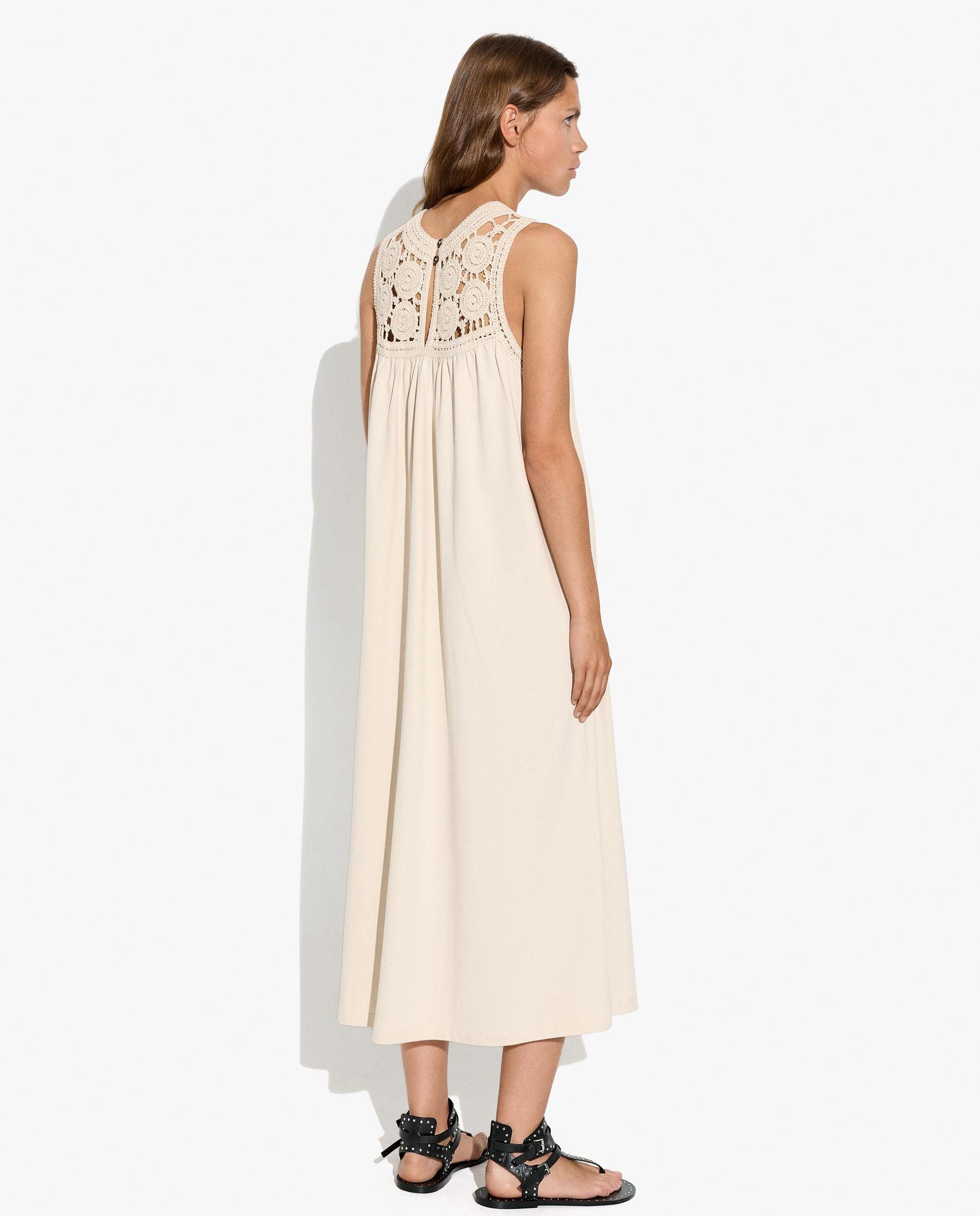 Vestido midi sin mangas con detalles de crochet - Parfois - Crudo Crudo-4