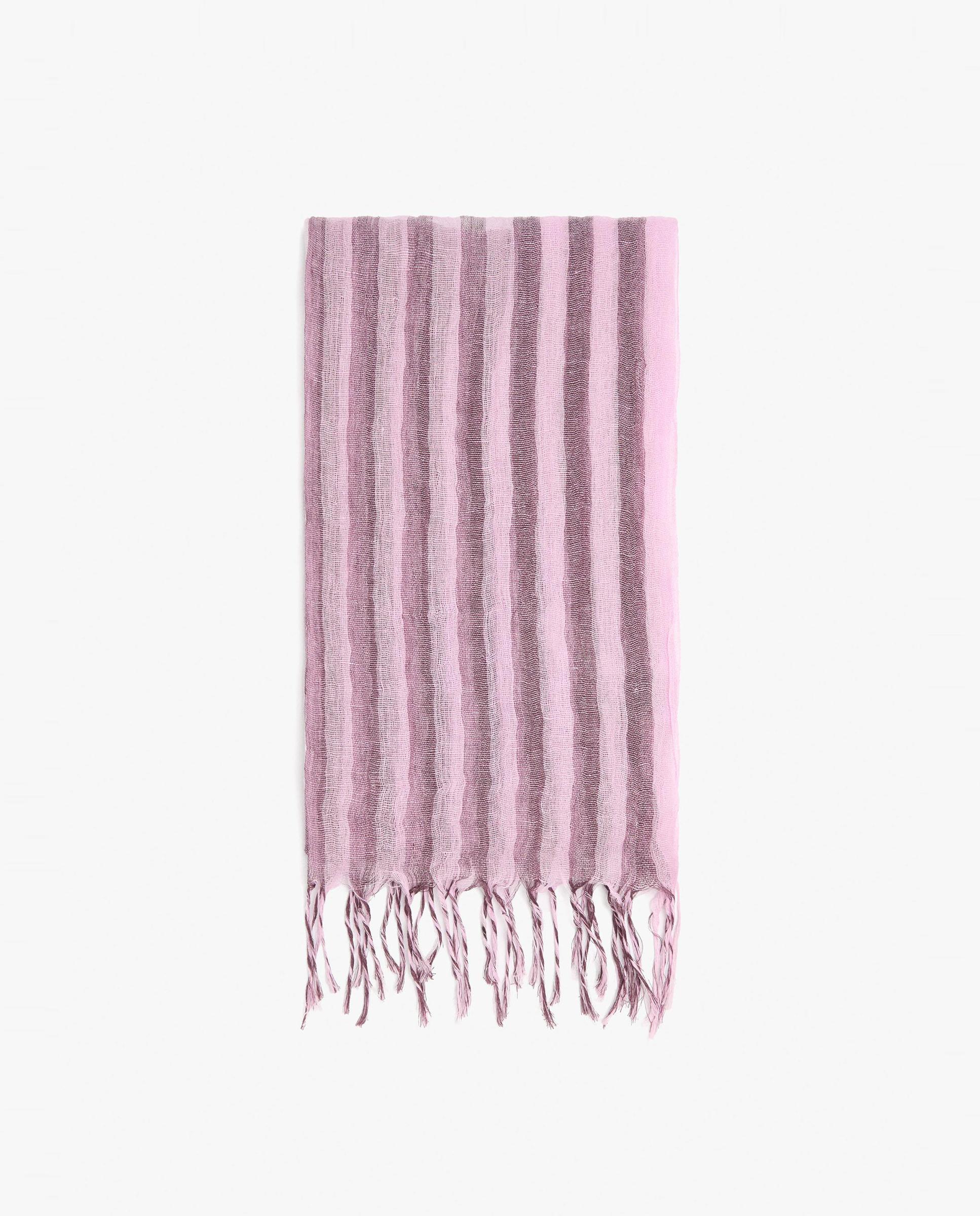 Pañuelo 100% lino con flecos y estampado de rayas - Parfois - Rosa Rosa-1