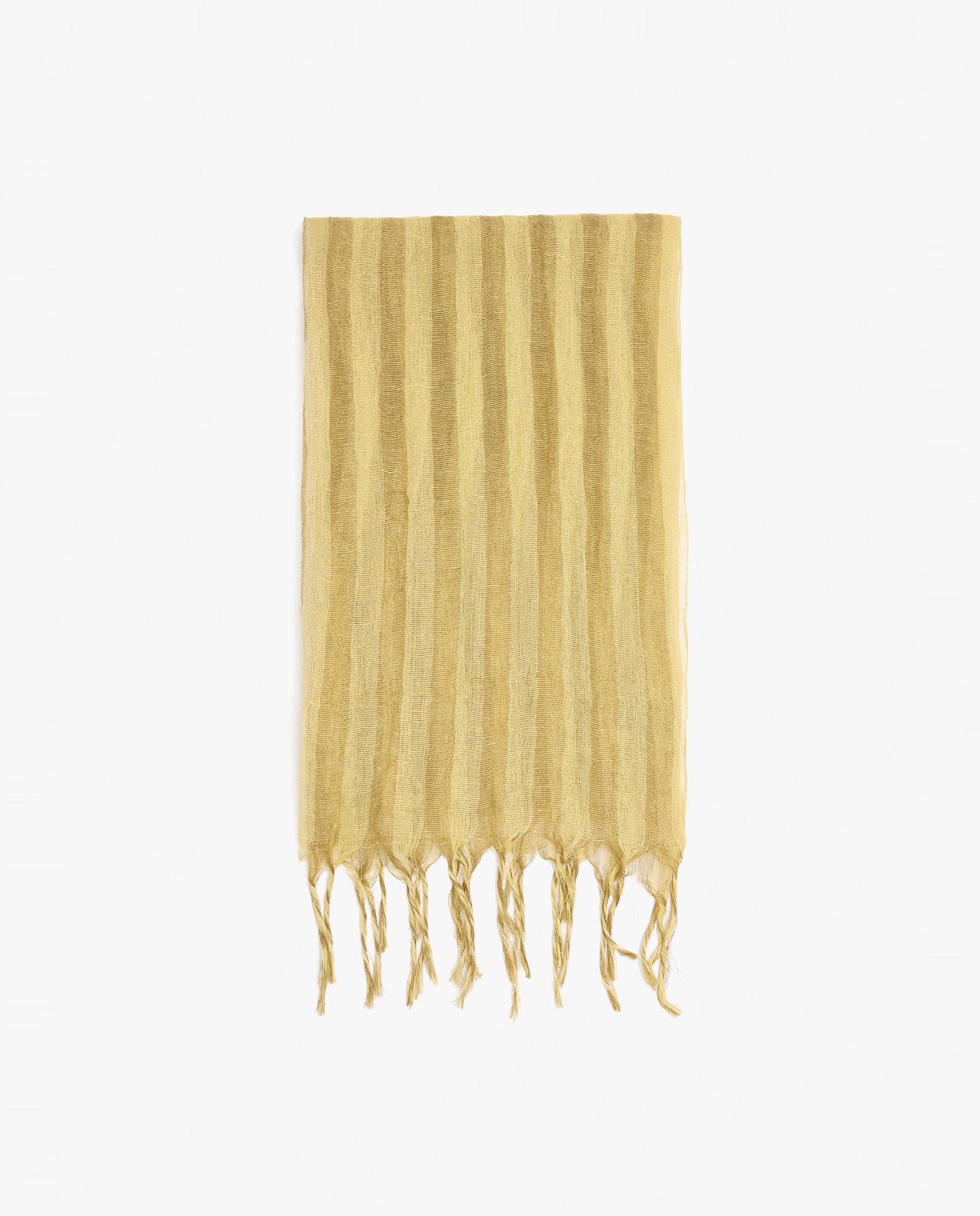 Pañuelo 100% lino con flecos y estampado de rayas - Parfois - Amarillo Amarillo-1