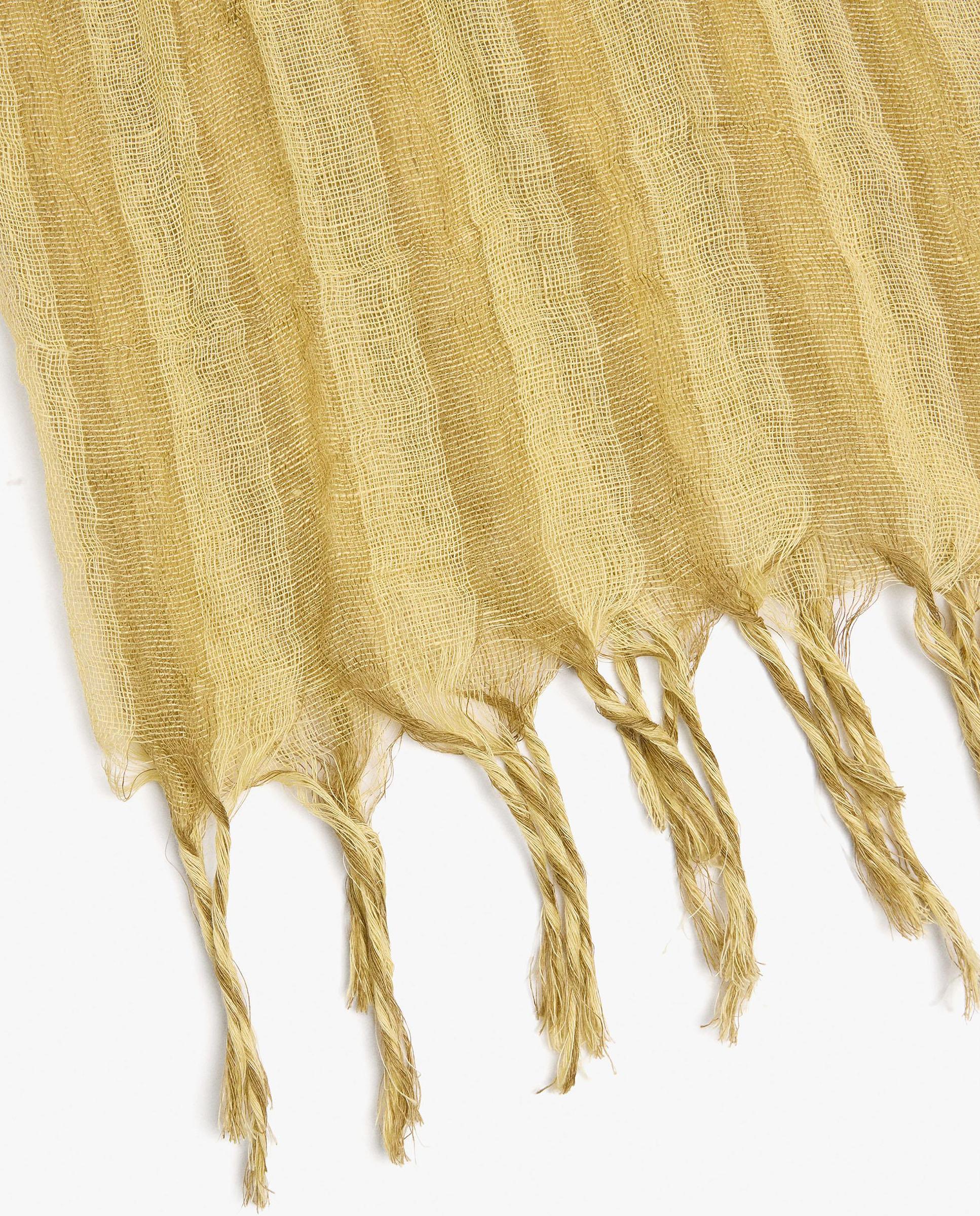 Pañuelo 100% lino con flecos y estampado de rayas - Parfois - Amarillo Amarillo-2