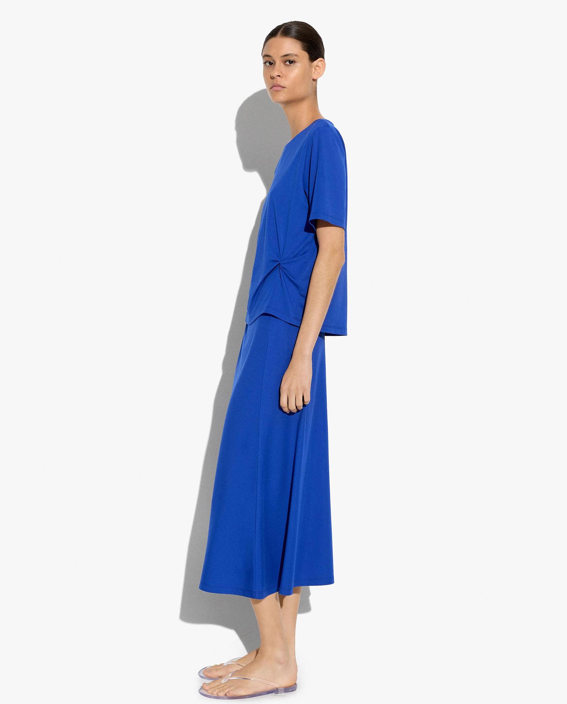 Camiseta de mujer de manga corta con fruncido - Parfois - Azul Azul-3