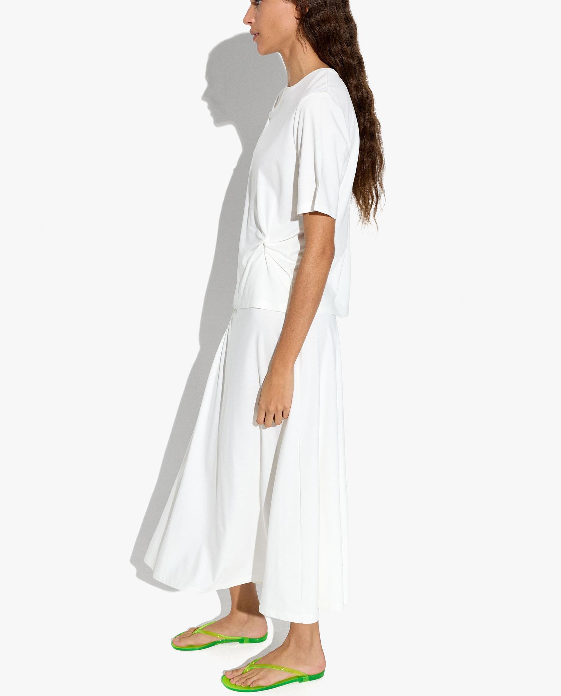 Camiseta de mujer de manga corta con fruncido - Parfois - Blanco Blanco-3